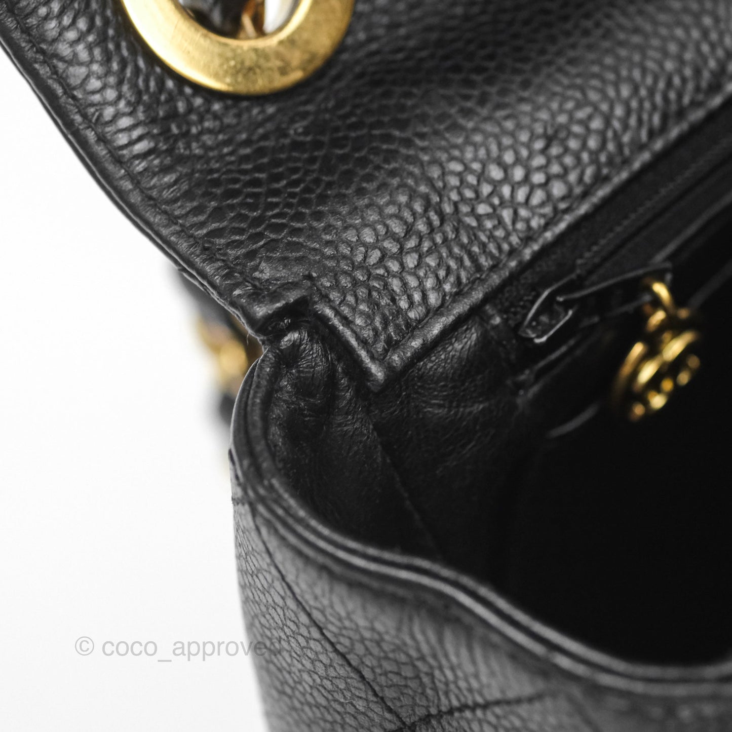 Chanel Vintage Jumbo Single Flap Black Caviar 24K Gold Hardware