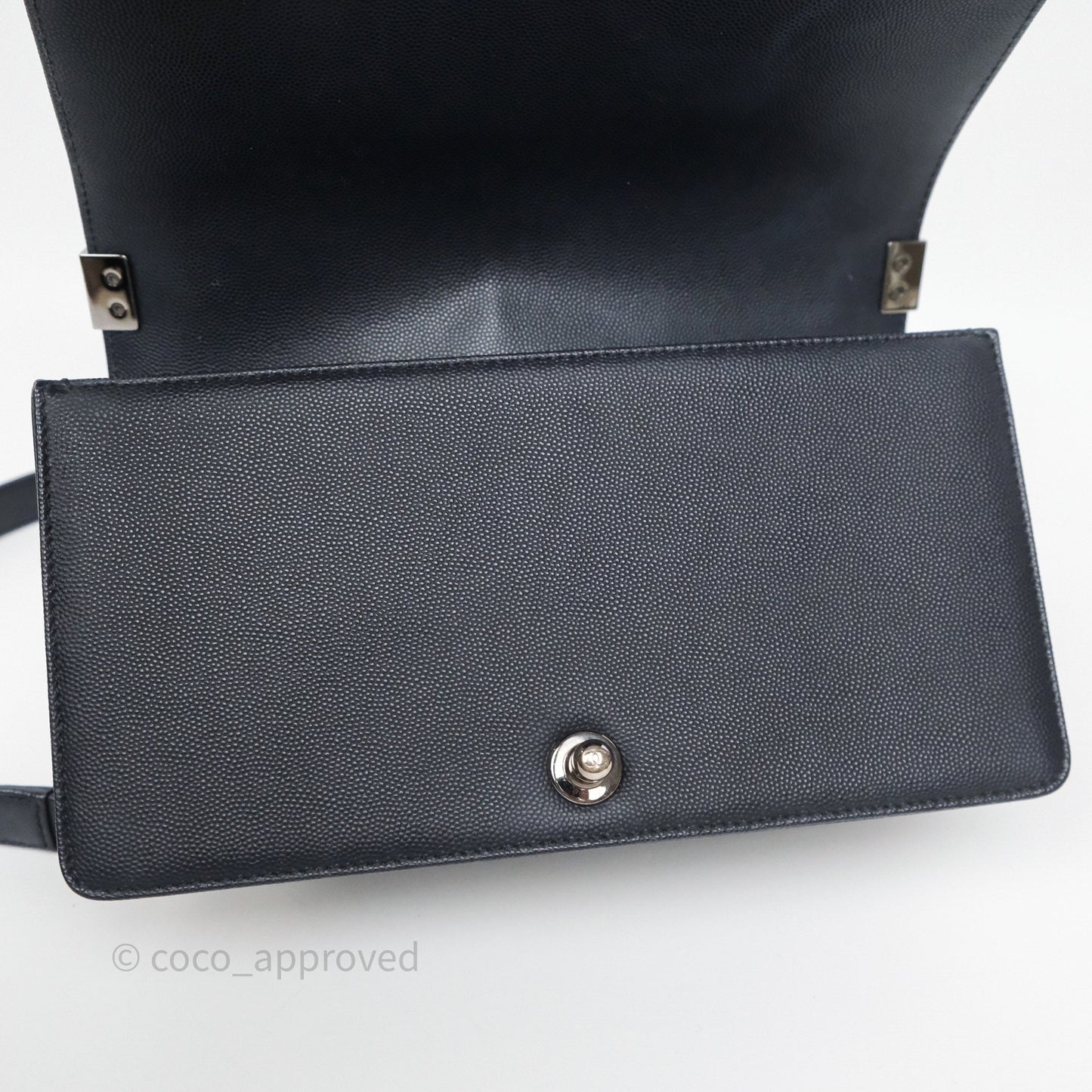 Chanel Medium Boy Chevron Dark Navy Caviar Silver Hardware