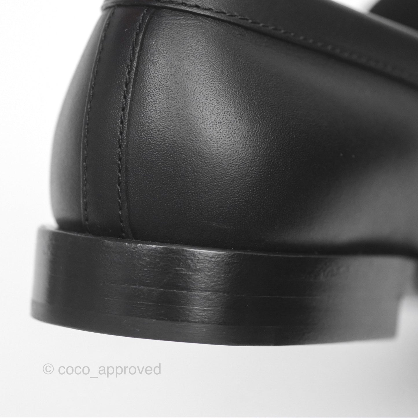 Chanel Loafers Black Leather CC Clover Camellia 23S Size 37C