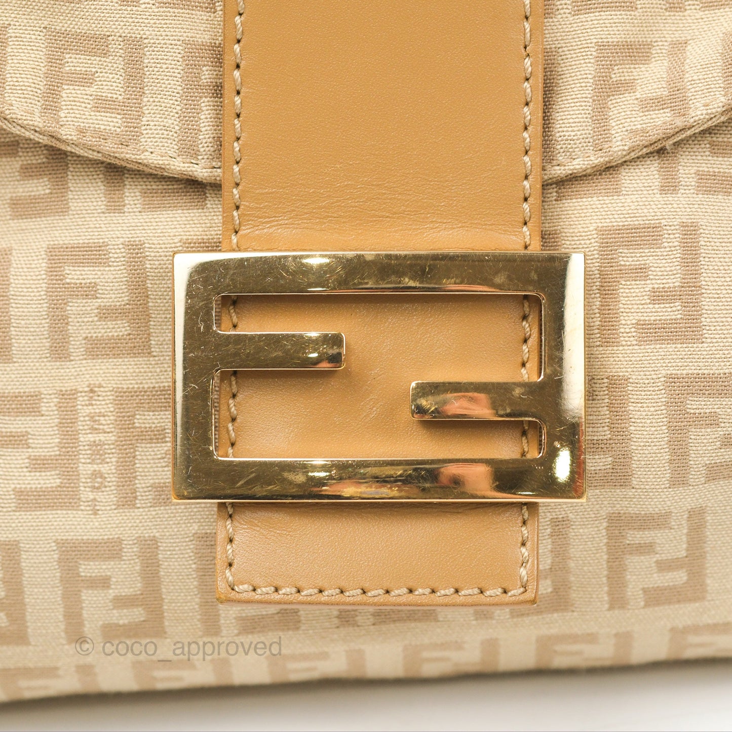 Fendi Vintage Baguette Shoulder Bag Beige Zucchino Canvas