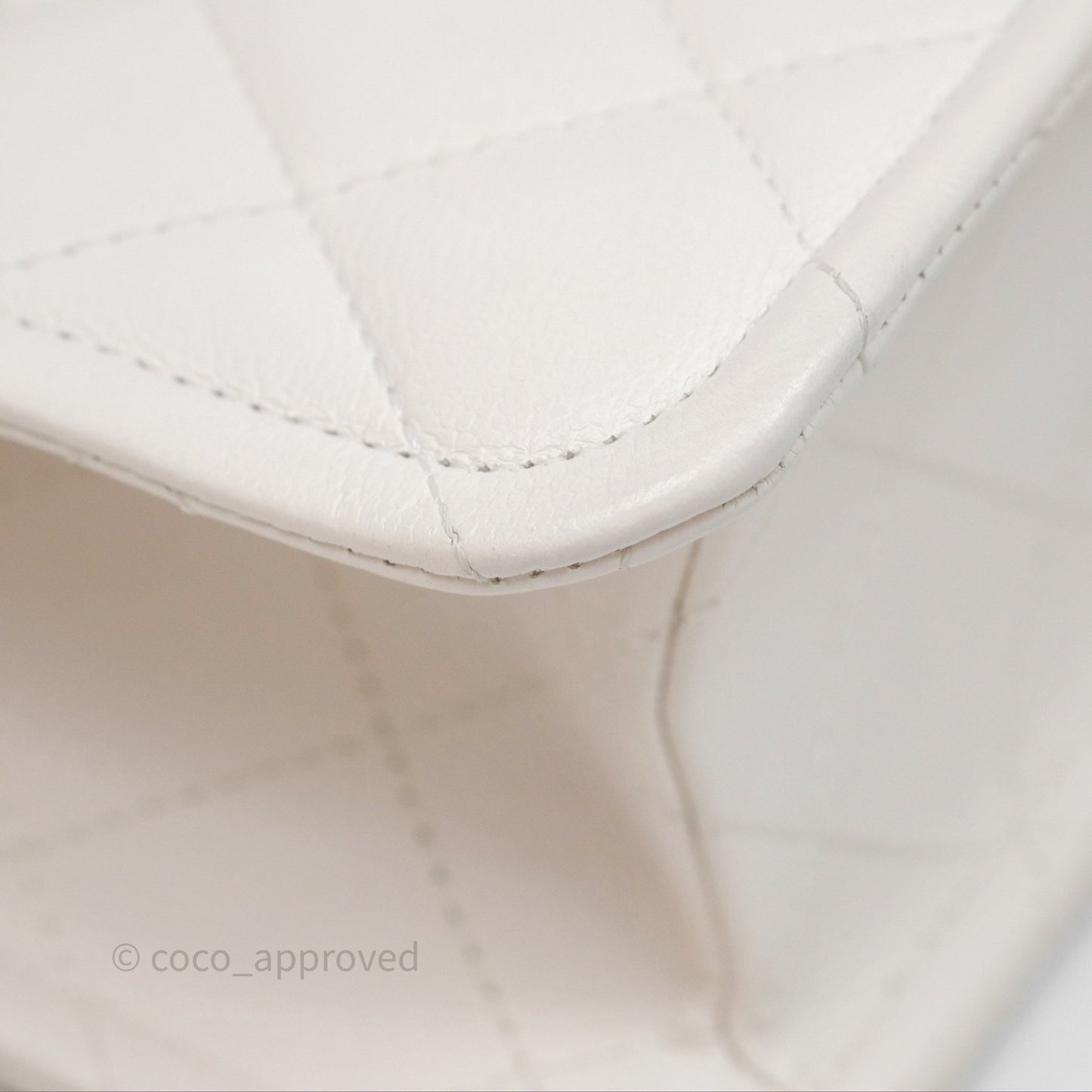 Chanel Large Quilted Sweet Classic Flap White Caviar Aged Gold Hardware