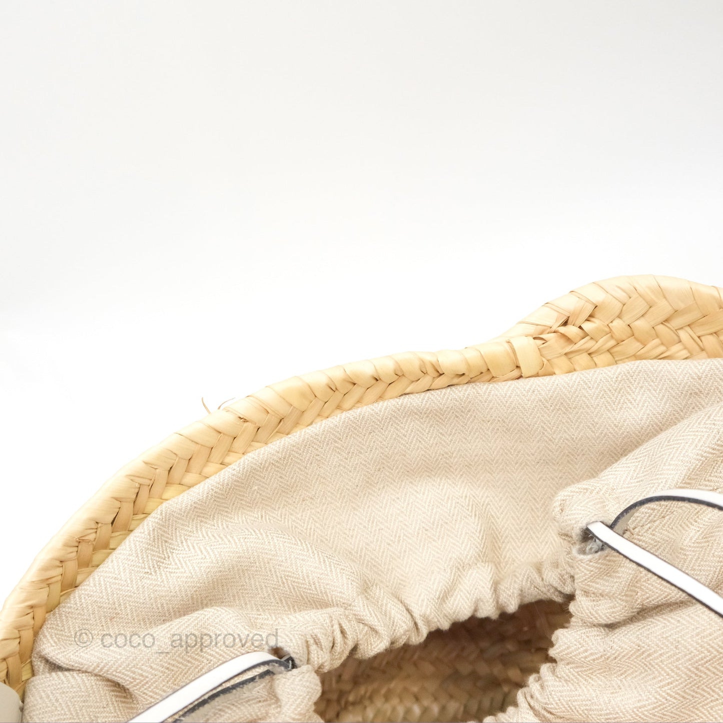 Loewe x Paula's Ibiza Anagram Woven Drawstring Bucket Bag White Natural