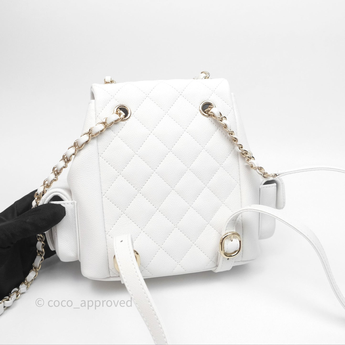 Chanel Small Duma Backpack White Caviar Gold Hardware