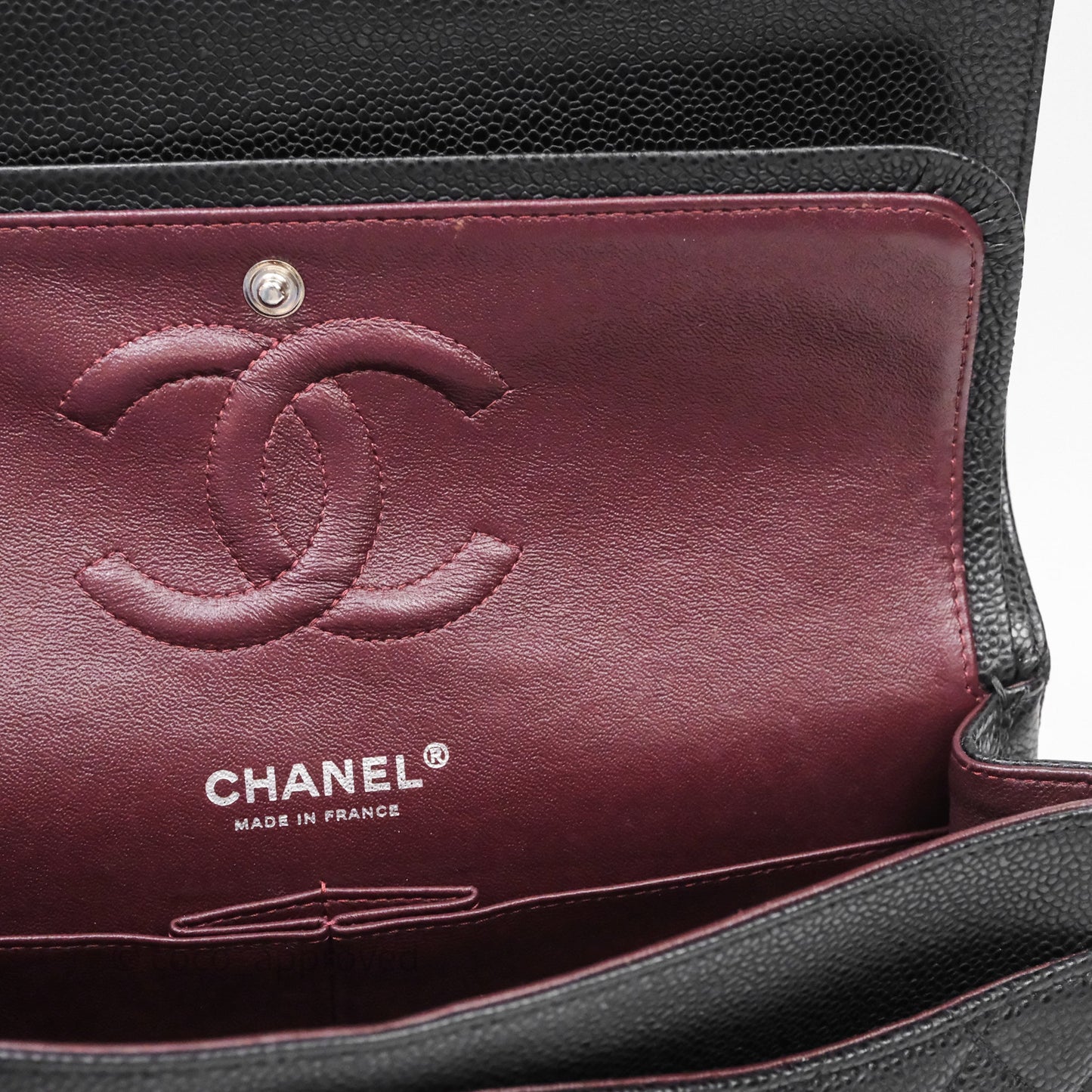 Chanel Classic M/L Medium Flap Quilted Black Caviar Silver Hardware