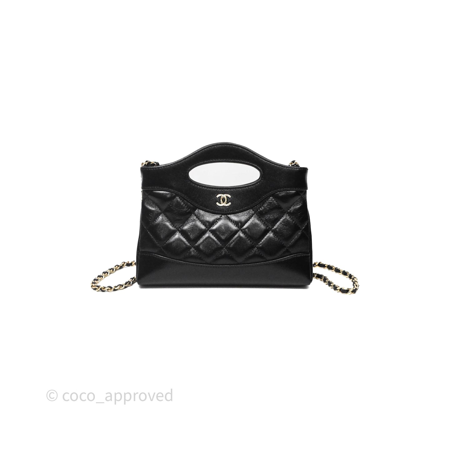 Chanel Nano 31 Black Shiny Lambskin Gold Hardware