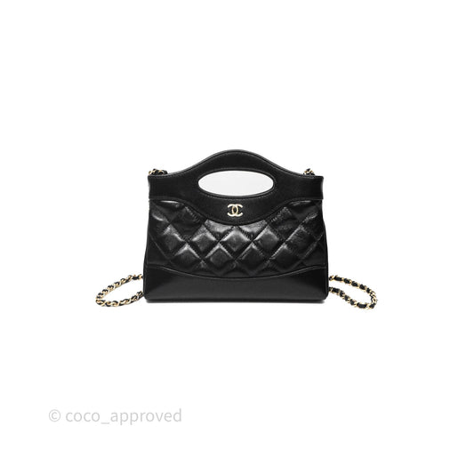 Chanel Nano 31 Black Shiny Lambskin Gold Hardware