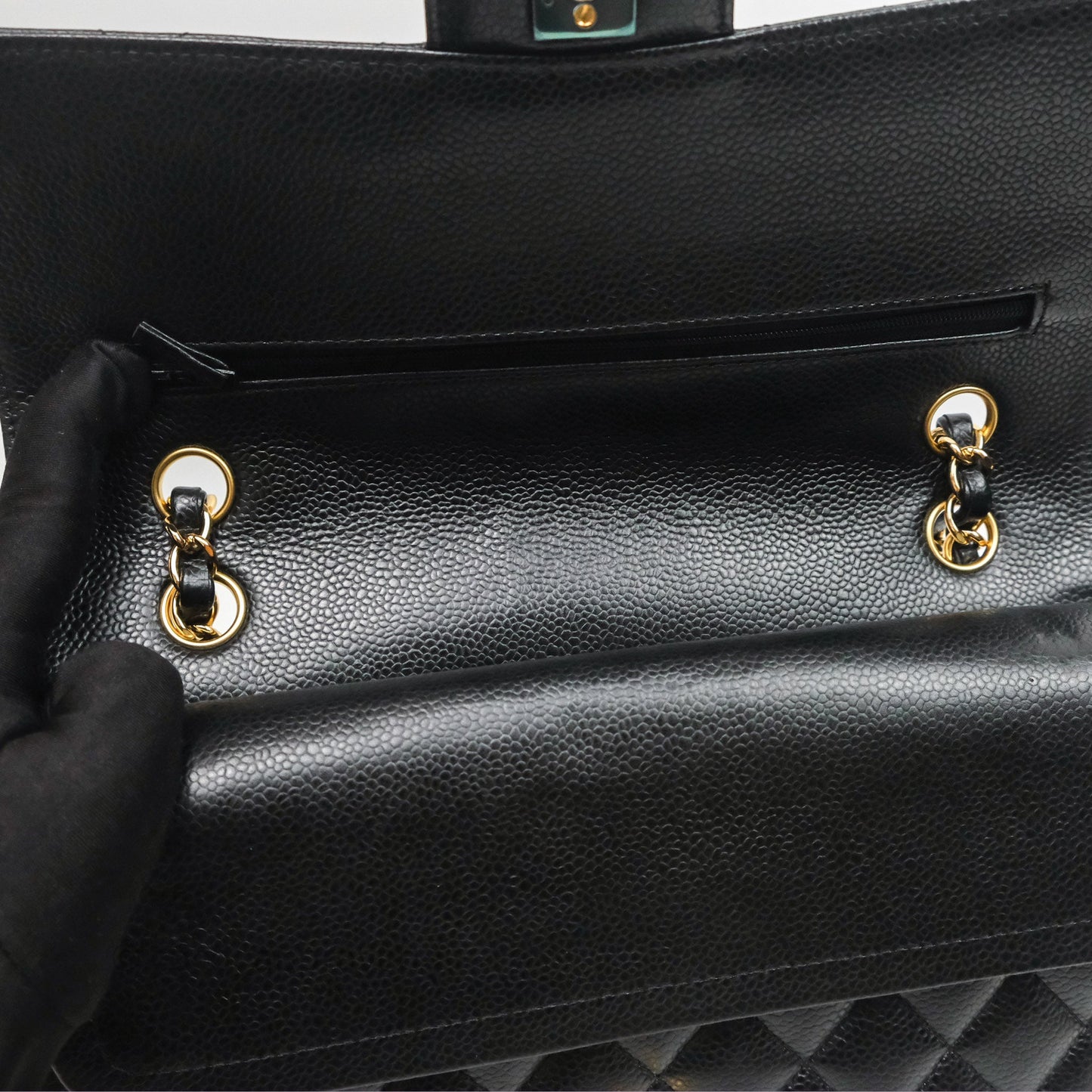 Chanel Classic M/L Medium Flap Quilted Black Caviar Gold Hardware