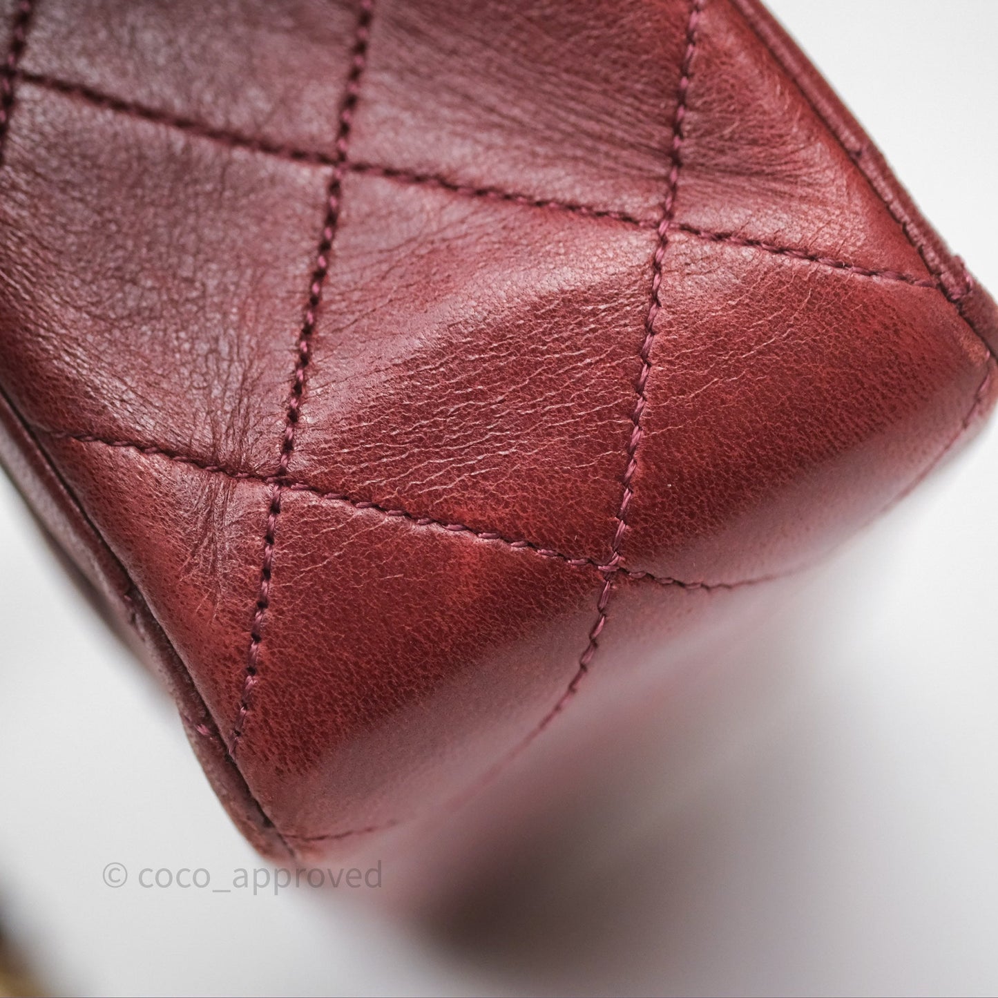Chanel Vintage Mini Square Burgundy Lambskin 24K Gold Hardware