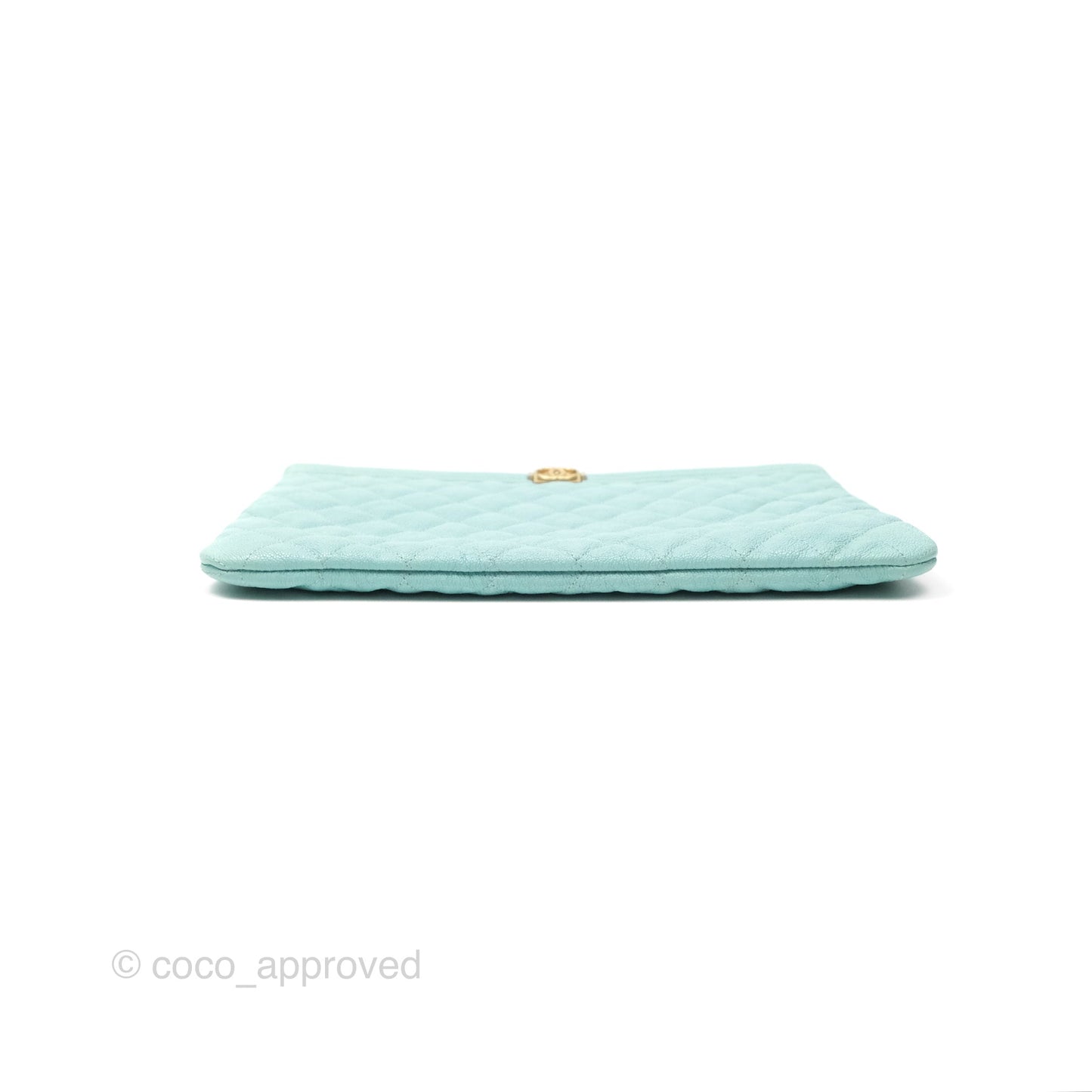 Chanel Medium O Case Boy Tiffany Blue Caviar Gold Hardware