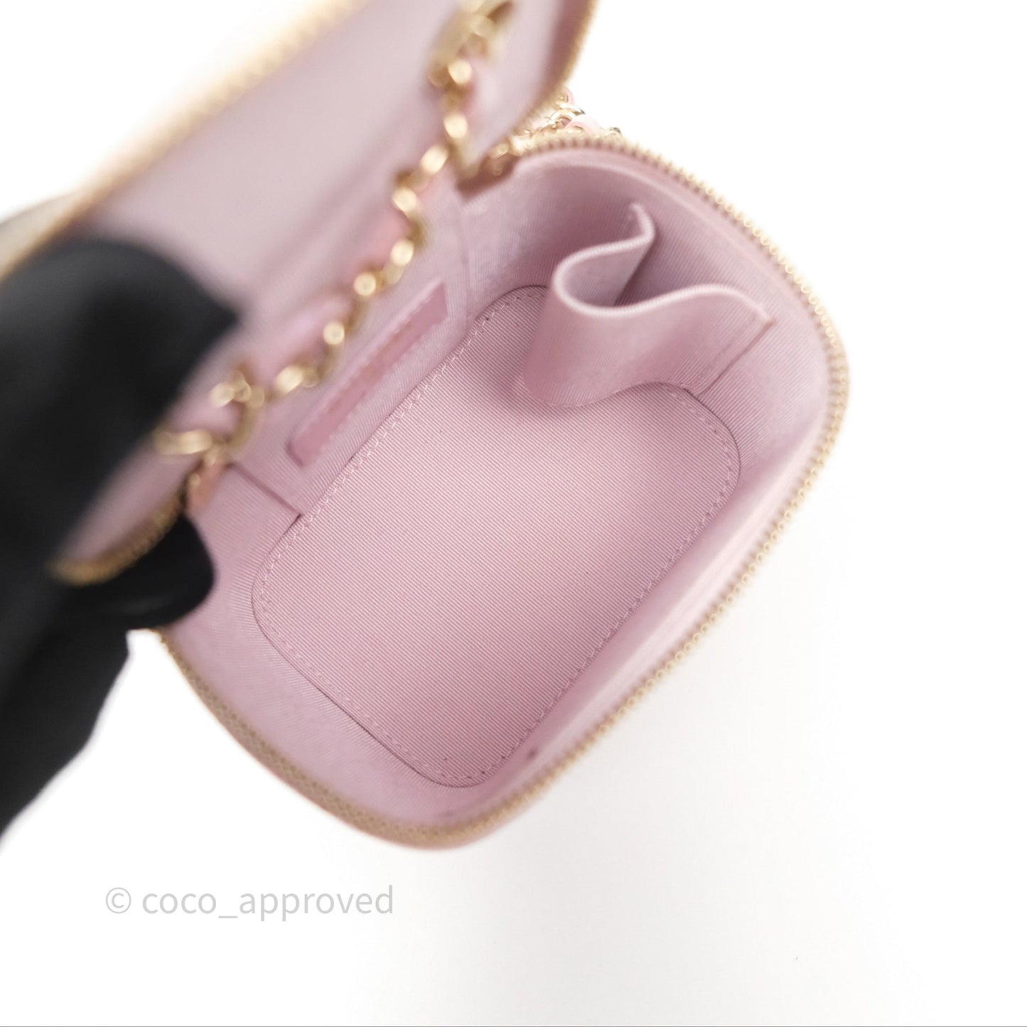 Chanel Mini Vanity With Chain Lilac Caviar Gold Hardware