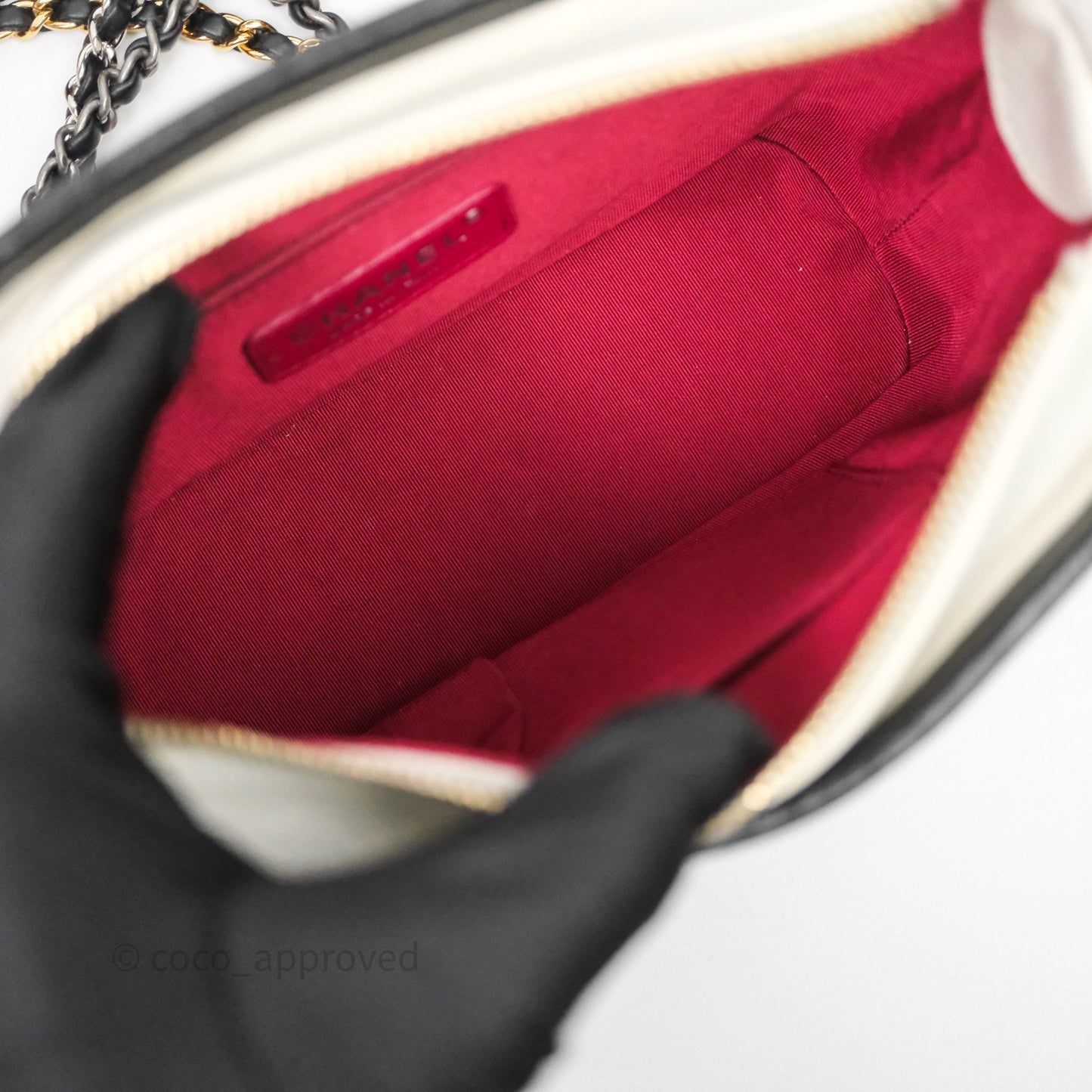 Chanel Quilted Small Gabrielle Hobo Black White Aged Calfskin Mixed Hardware