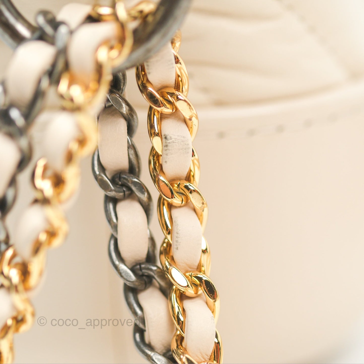 Chanel Small Gabrielle Hobo Chevron Ivory Beige Aged Calfskin