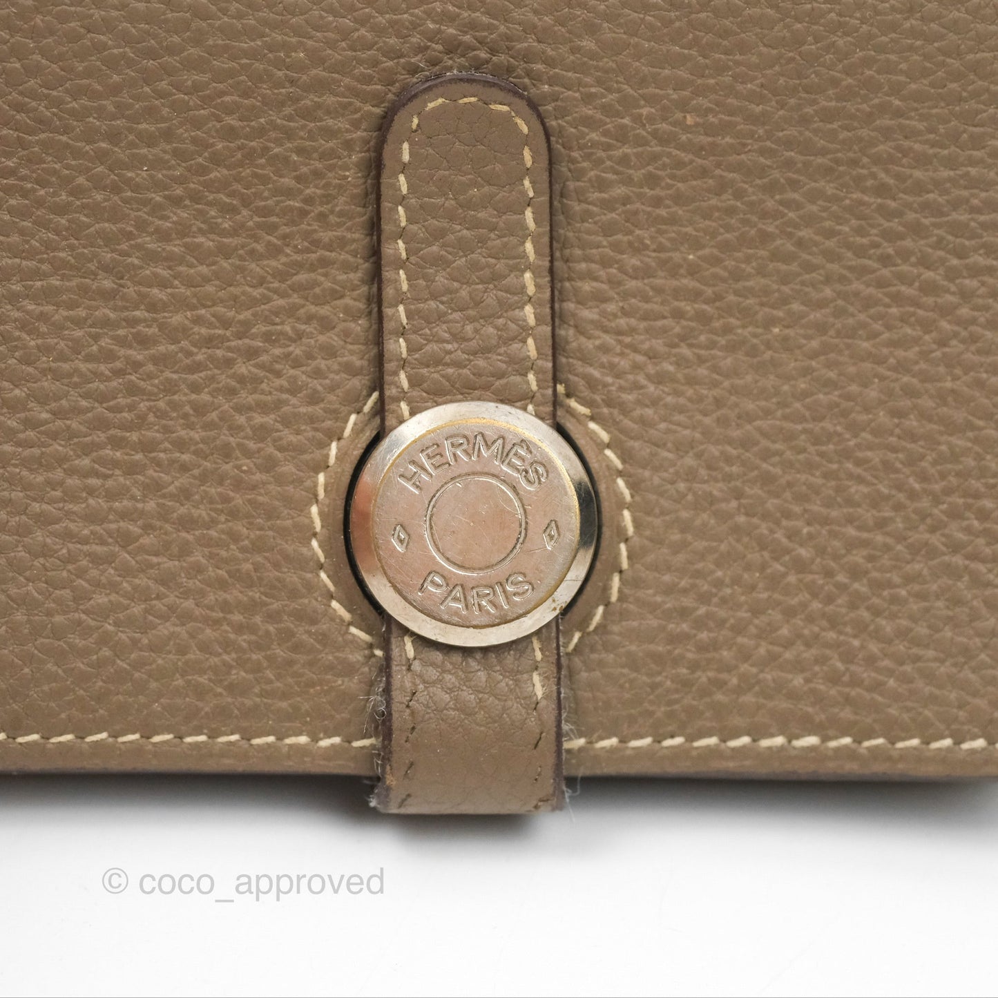 Hermes Dogon Card Case Etoupe Togo Palladium Hardware