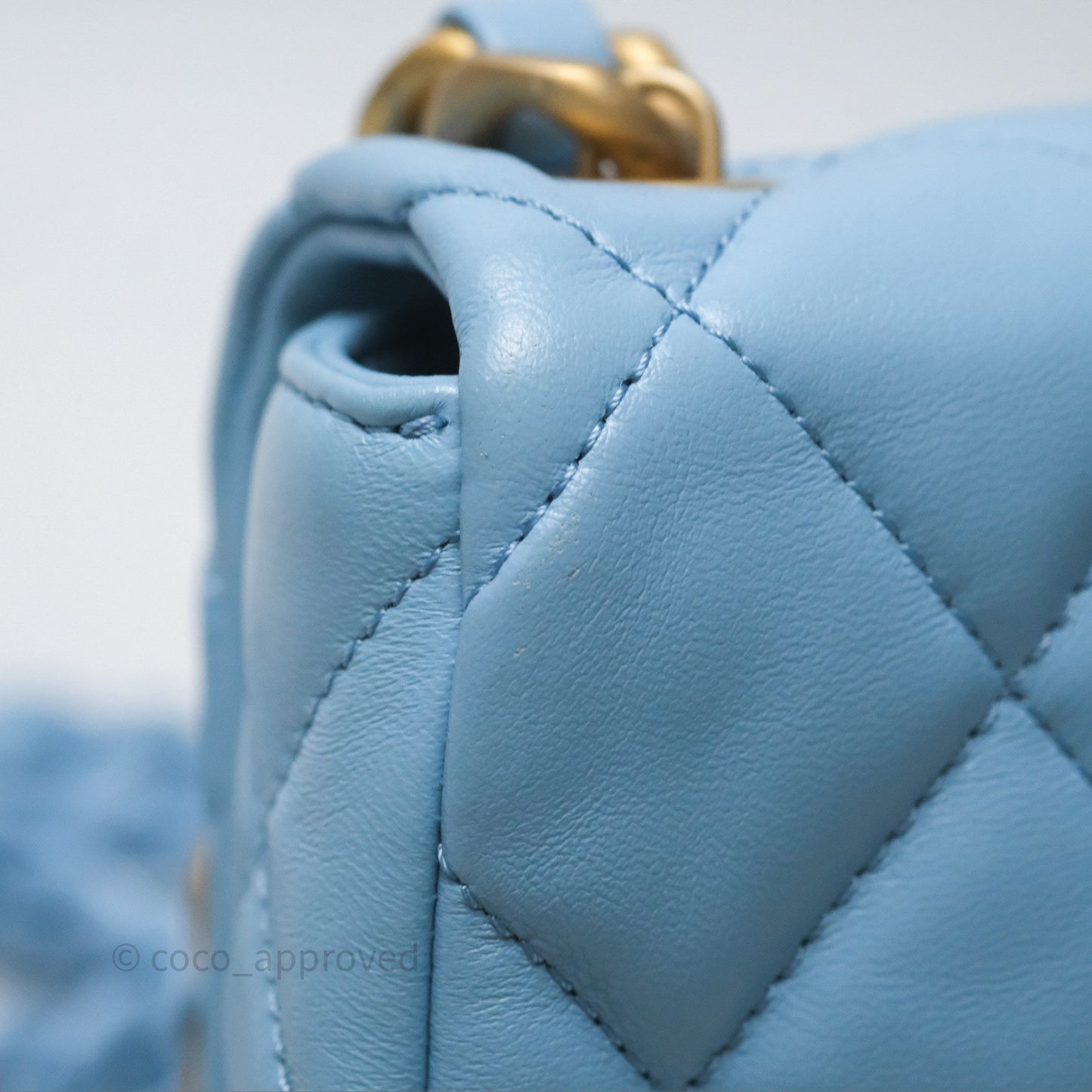 Chanel Small Flap Bag Blue Lambskin Gold and Lacquered Metal 22S