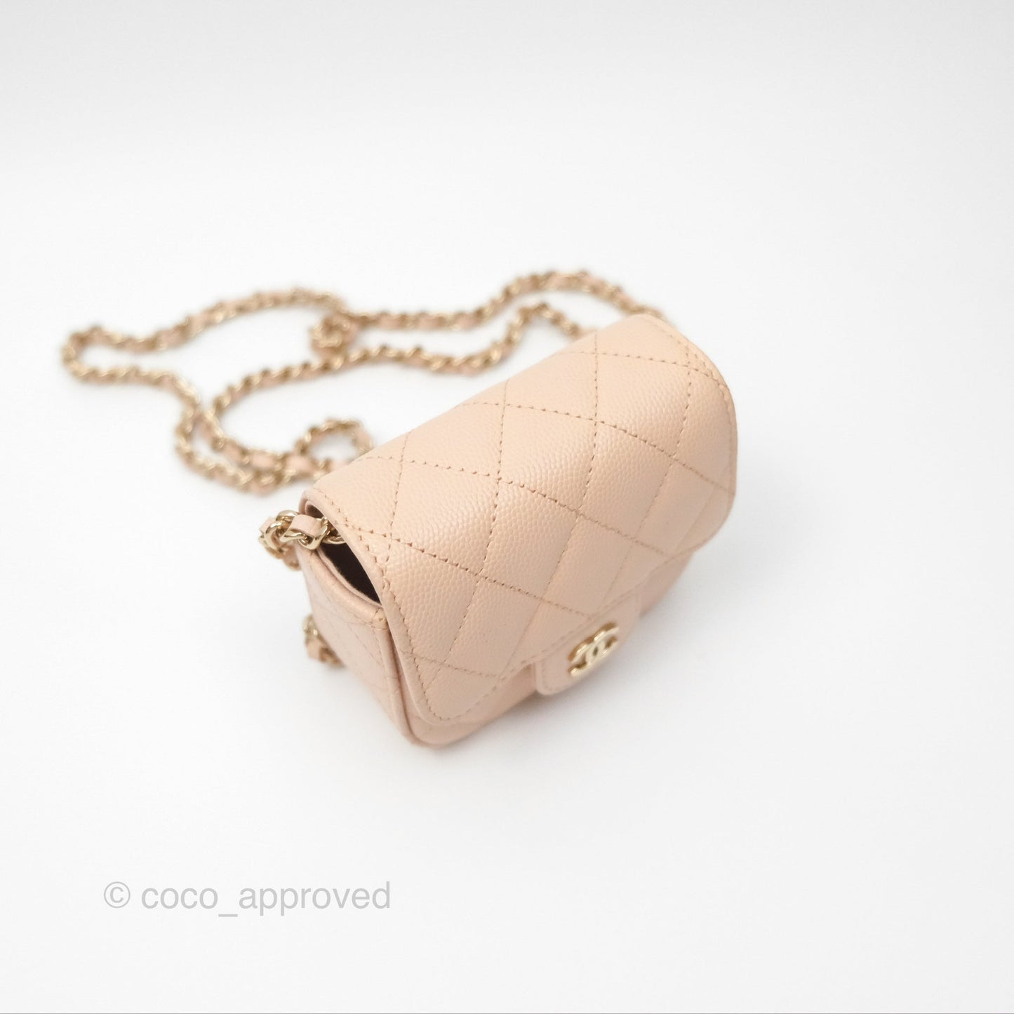 Chanel Mini Clutch With Chain Light Pink Caviar Gold Hardware
