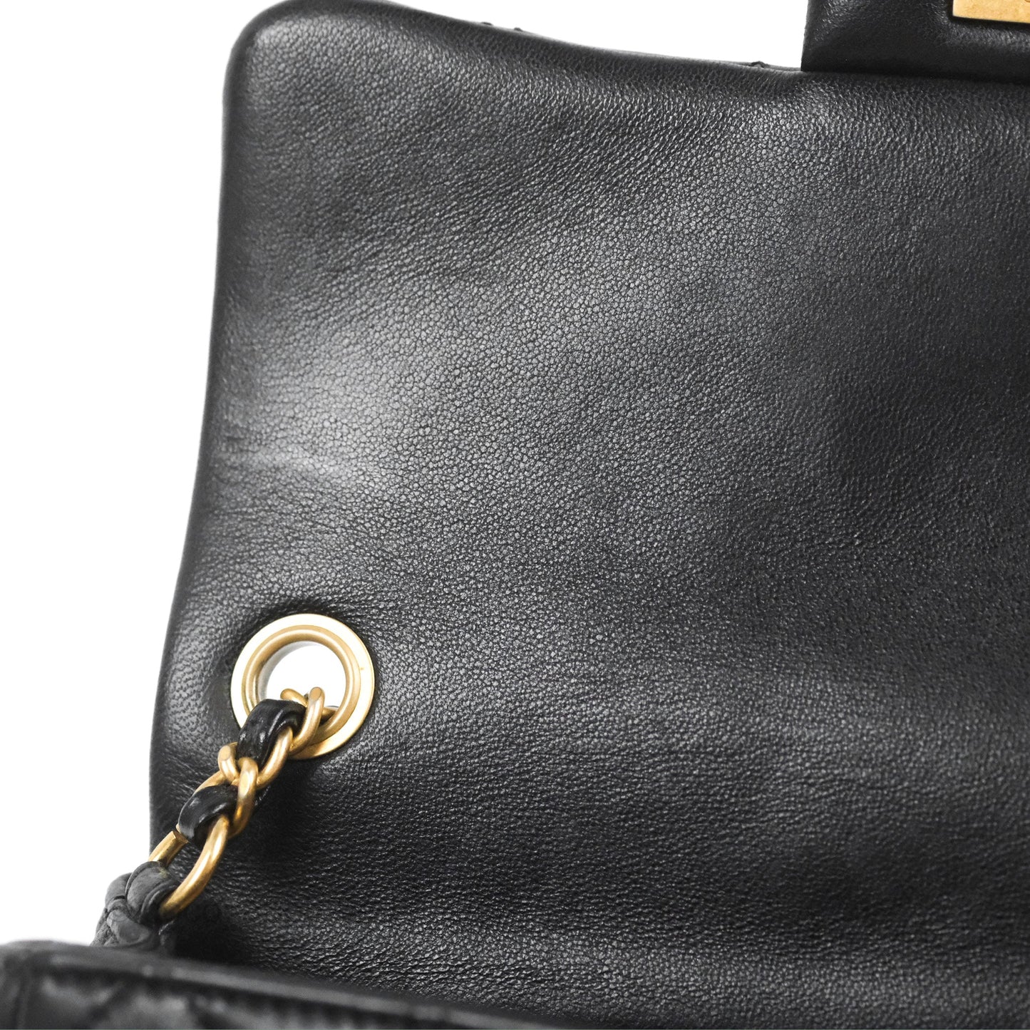 Chanel Mini Rectangular Pearl Crush Black Lambskin Aged Gold Hardware