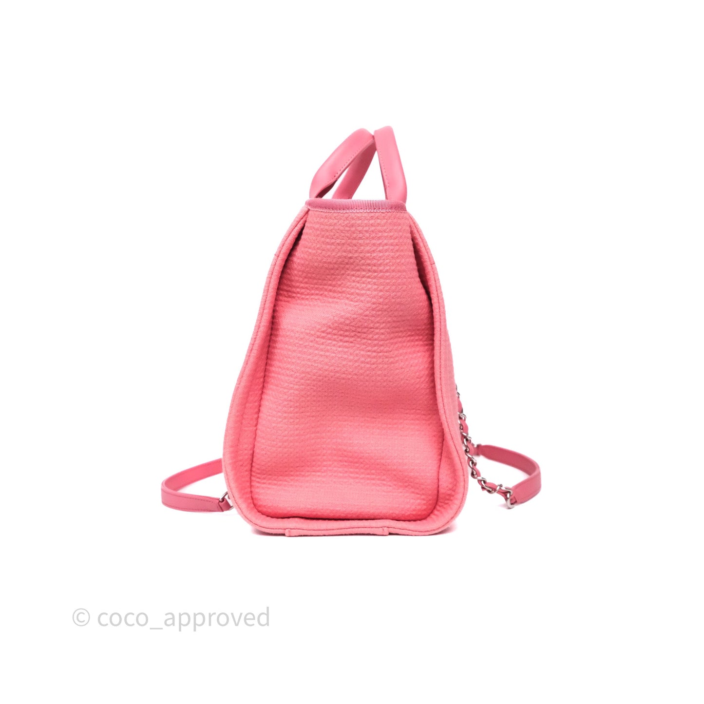 Chanel New Small Deauville Tote Pink Cotton Sliver Hardware