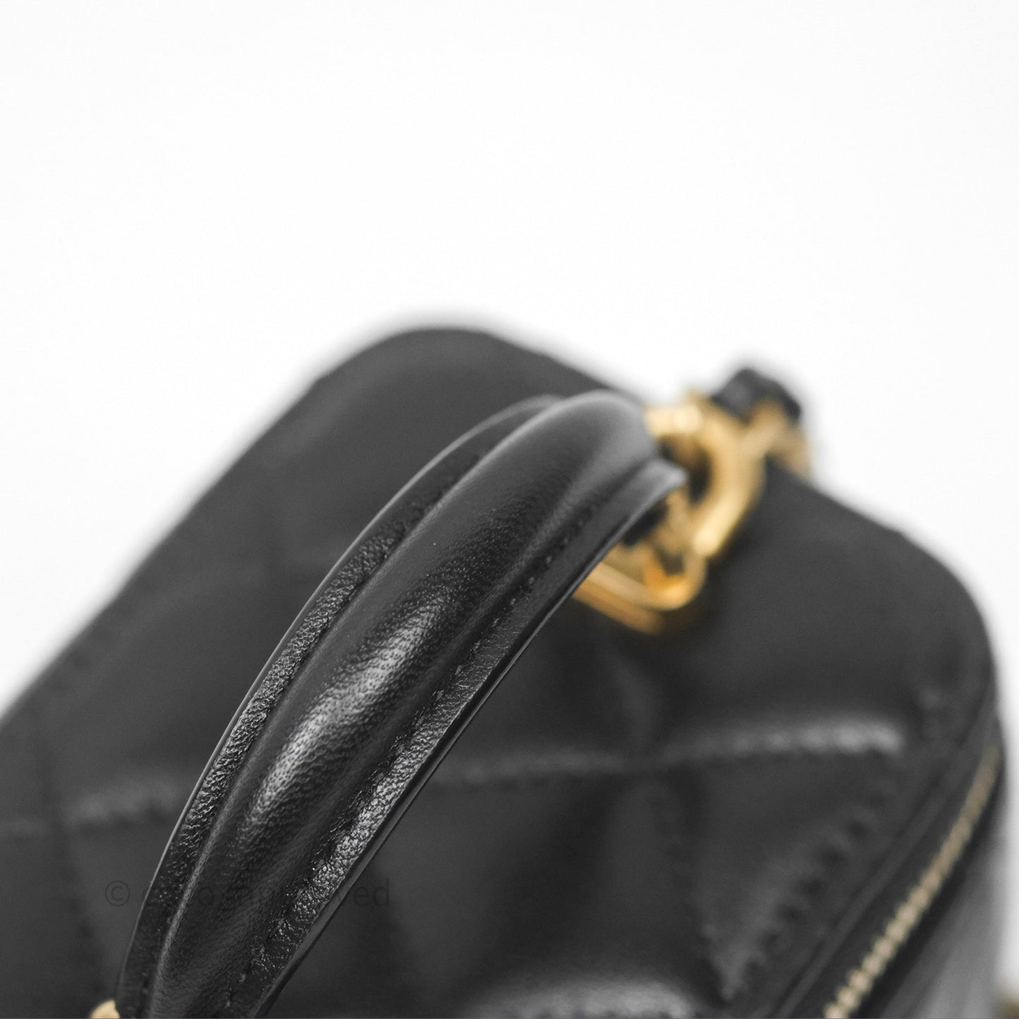Chanel Mini Top Handle Vanity With Chain Black Lambskin Gold Hardware