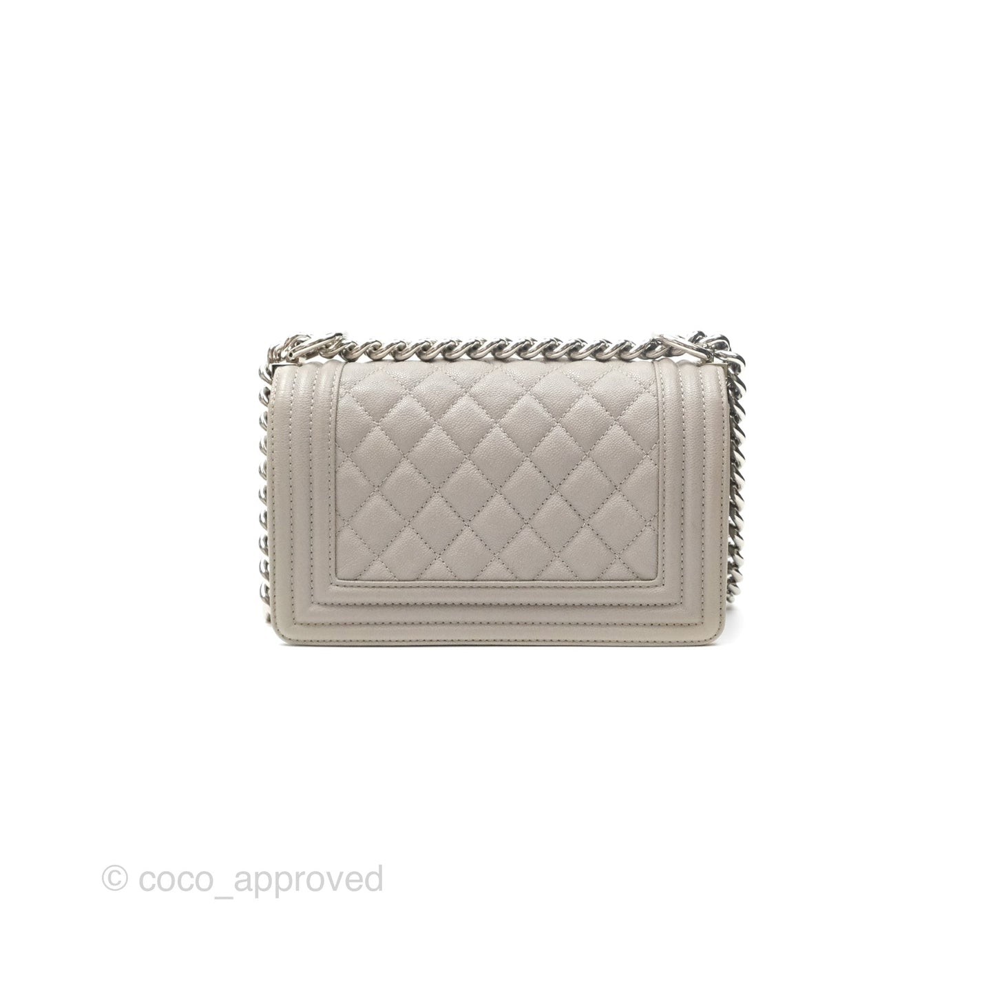 Chanel Small Boy Grey Caviar Silver Hardware