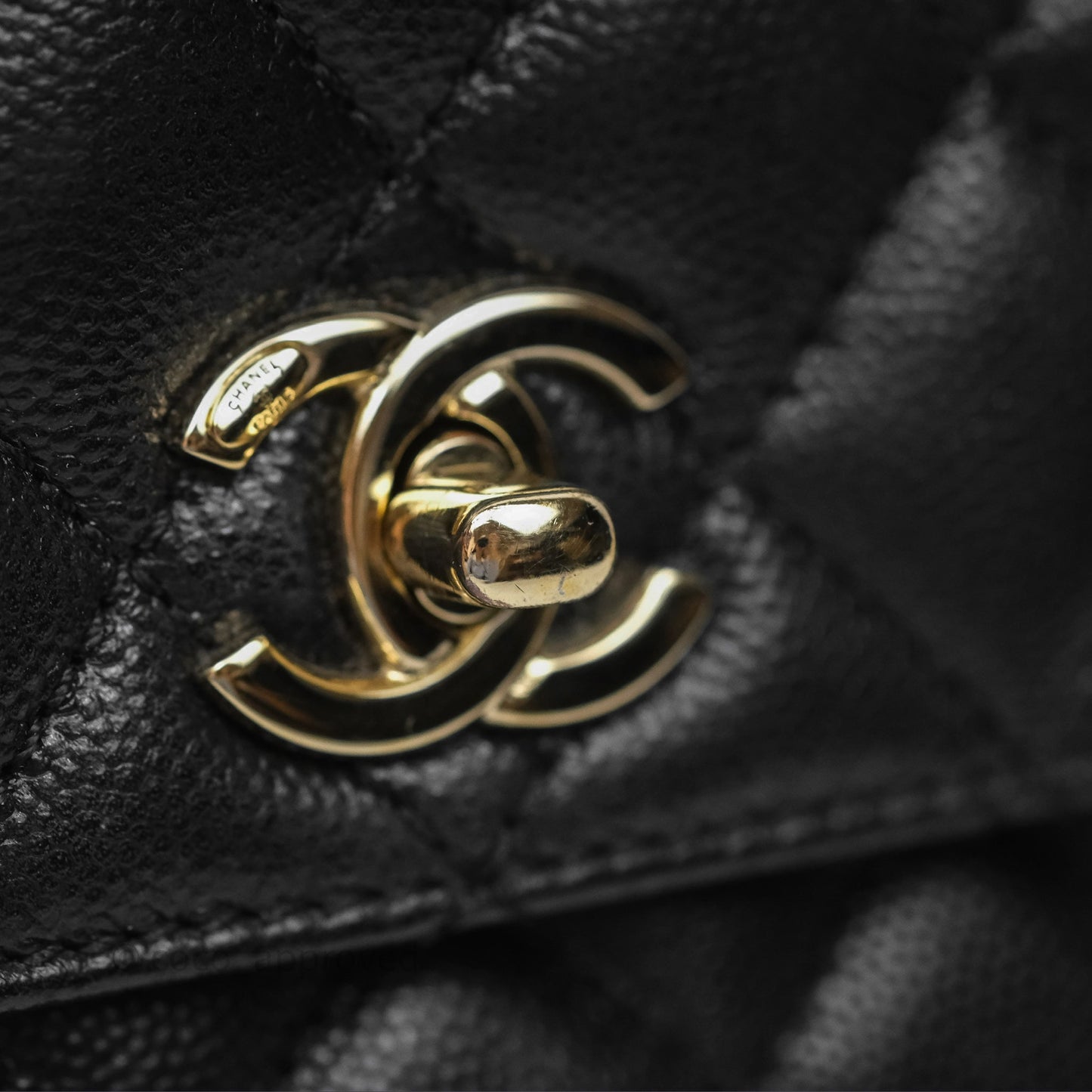 Chanel Small Coco Handle Quilted Black Caviar Gold Hardware