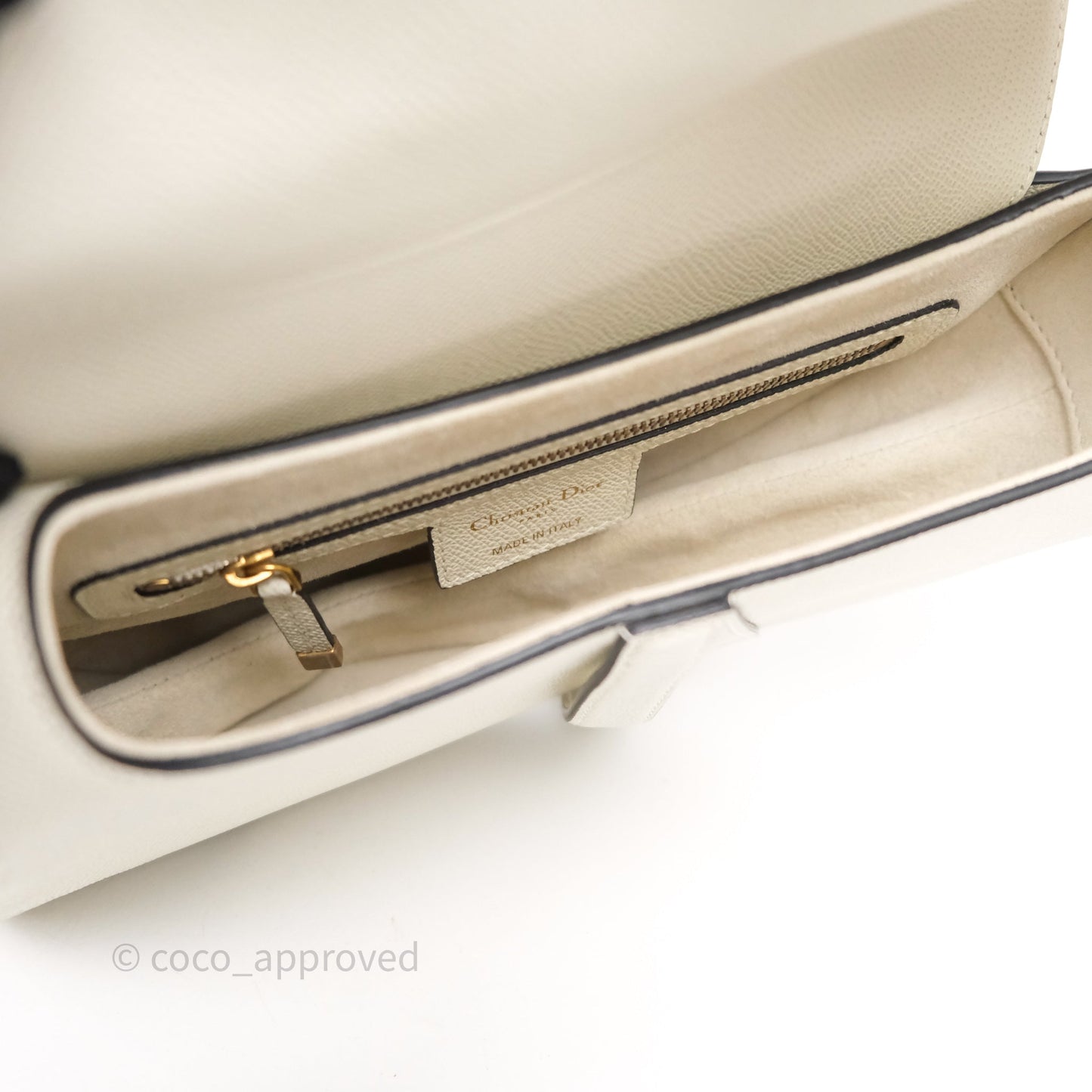 Christian Dior Saddle Bag White Grained Calfskin Gold Hardware