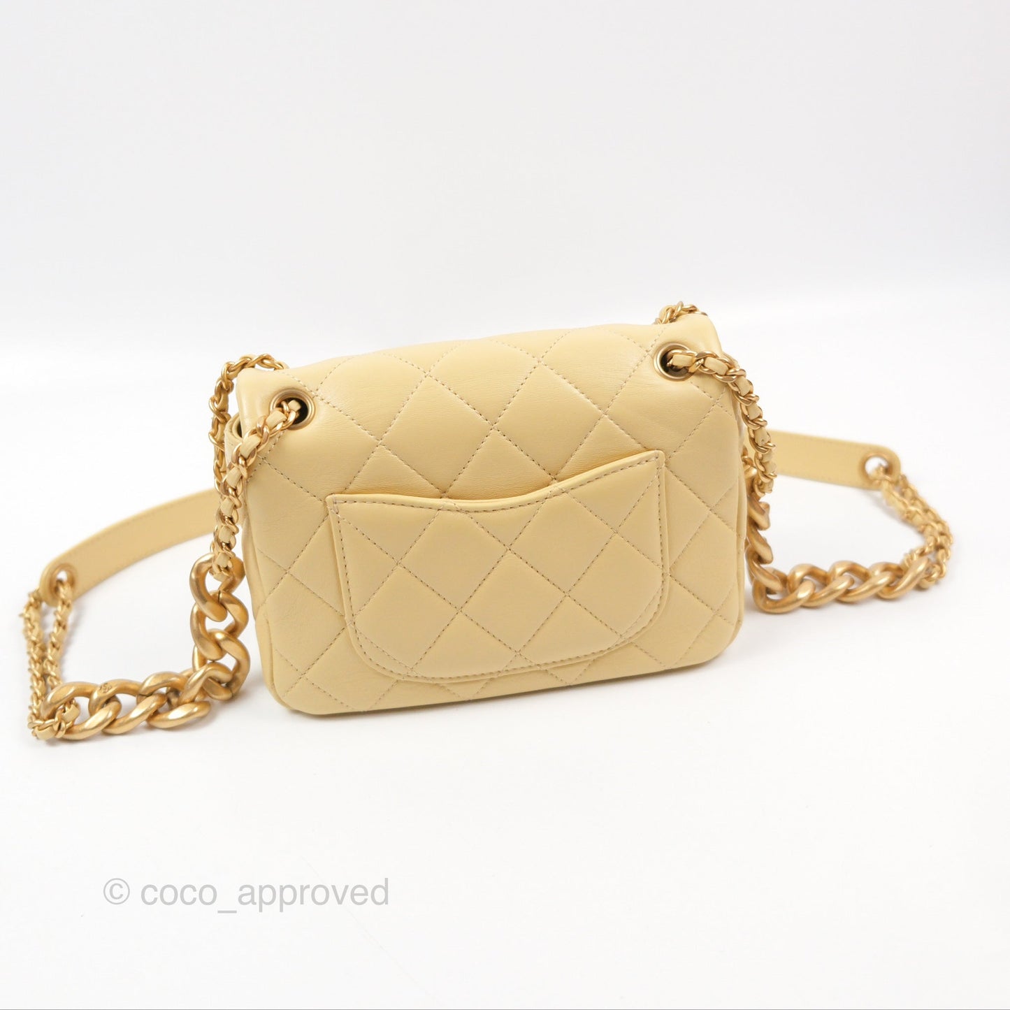 Chanel Small Flap Bag with Chain Strap Yellow Lambskin Aged Gold Hardware