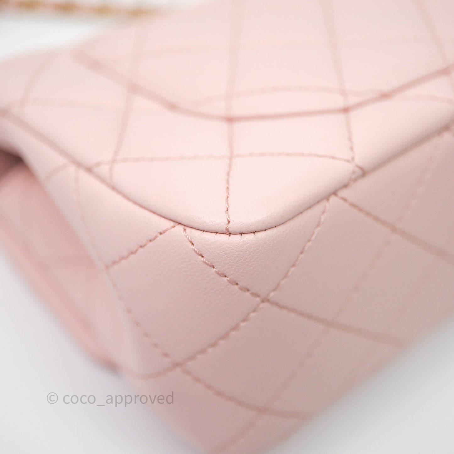 Chanel Mini Rectangular Pearl Crush Baby Pink Lambskin Aged Gold Hardware