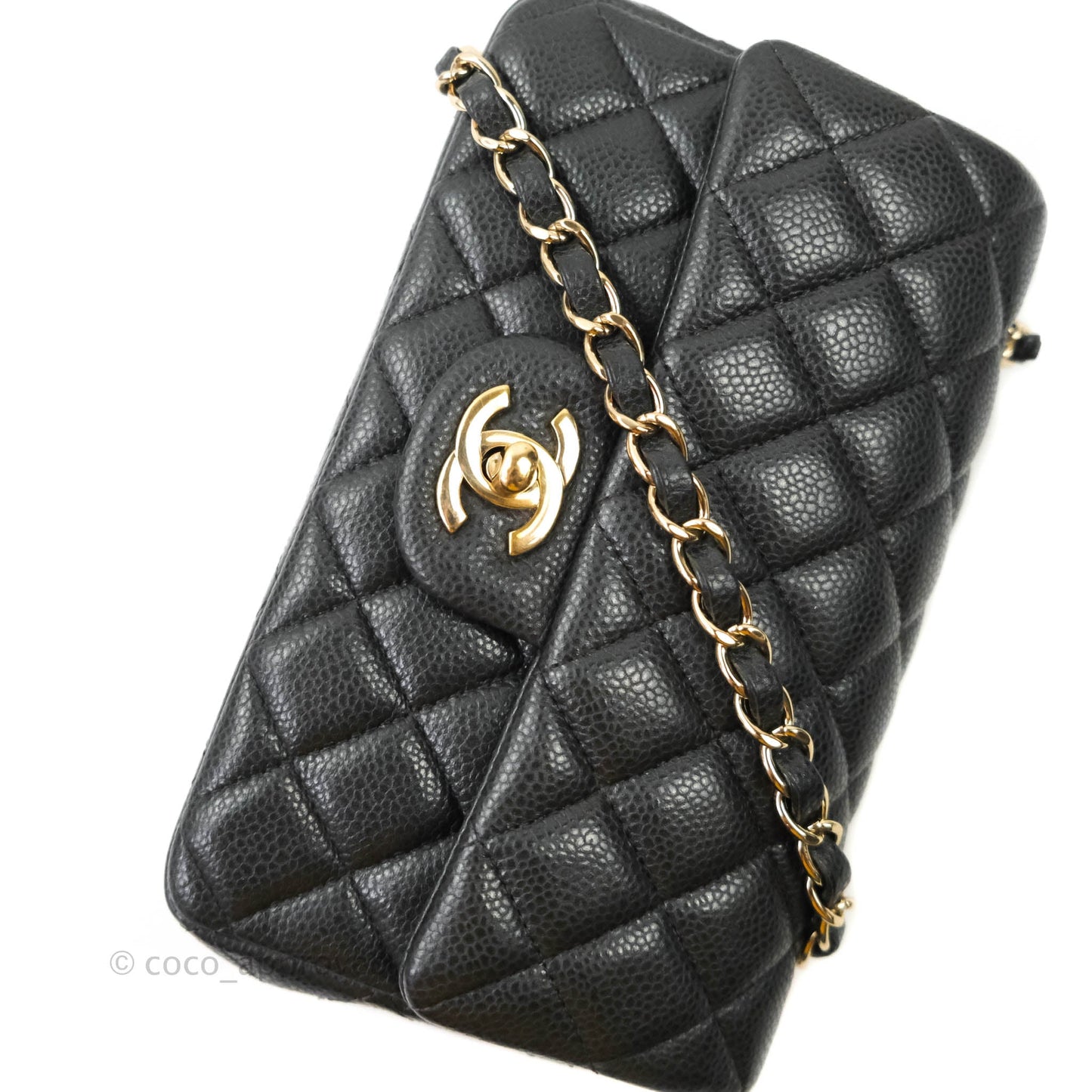 Chanel Classic Quilted Mini Rectangular Flap Pearly Grey Caviar Gold Hardware