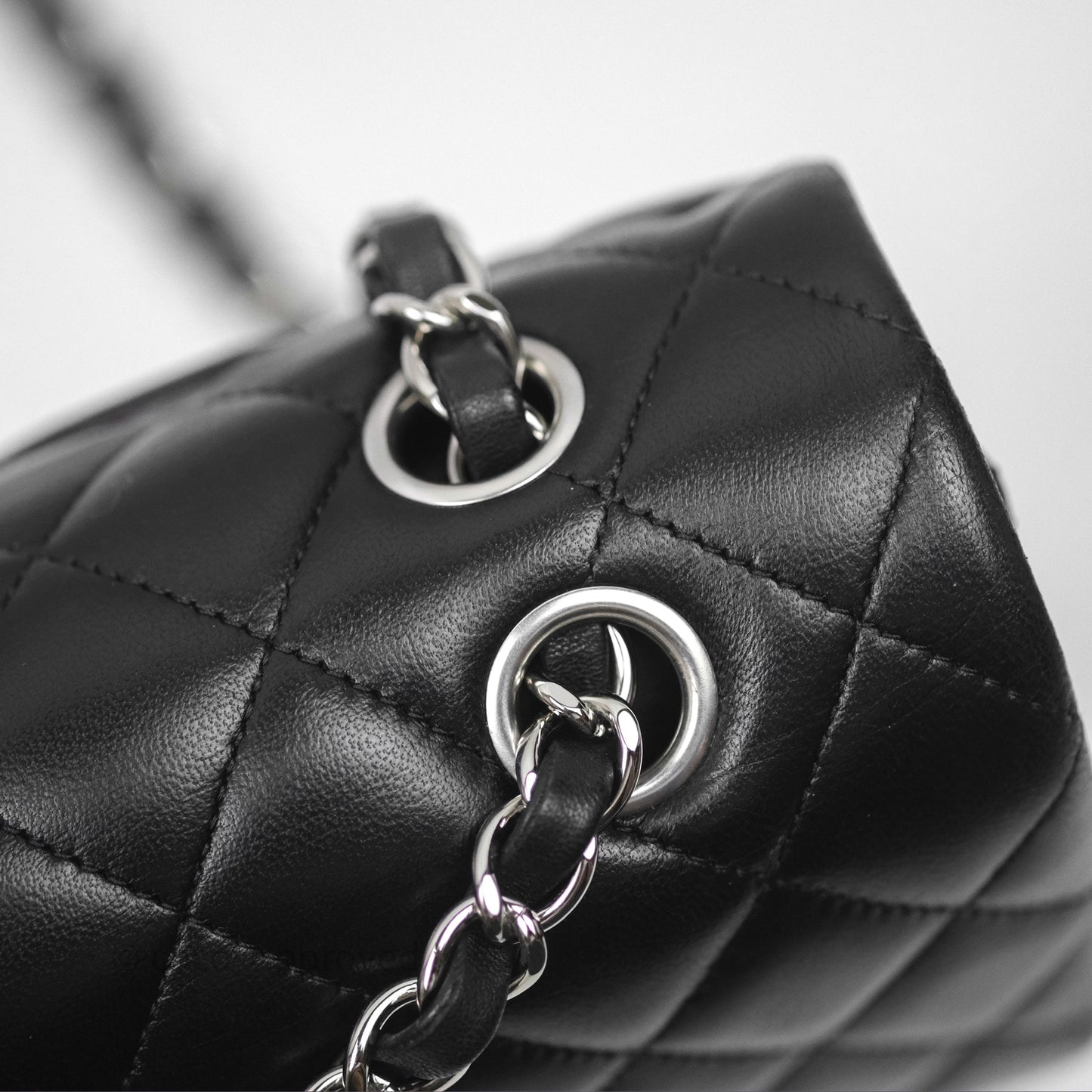 Chanel Classic M/L Medium Flap Quilted Black Lambskin Silver Hardware
