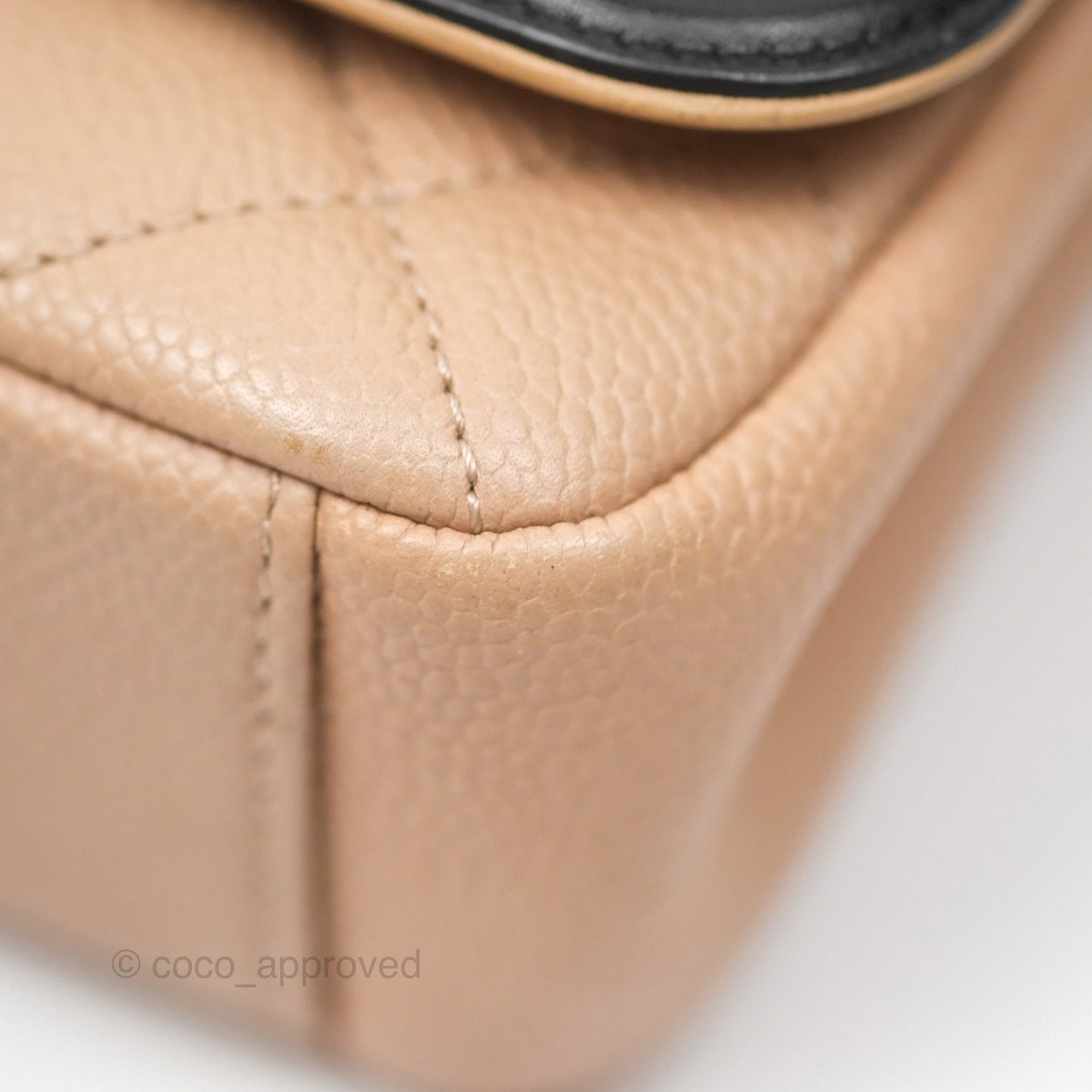 Chanel Small CC Filigree Flap Quilted Beige Black Caviar