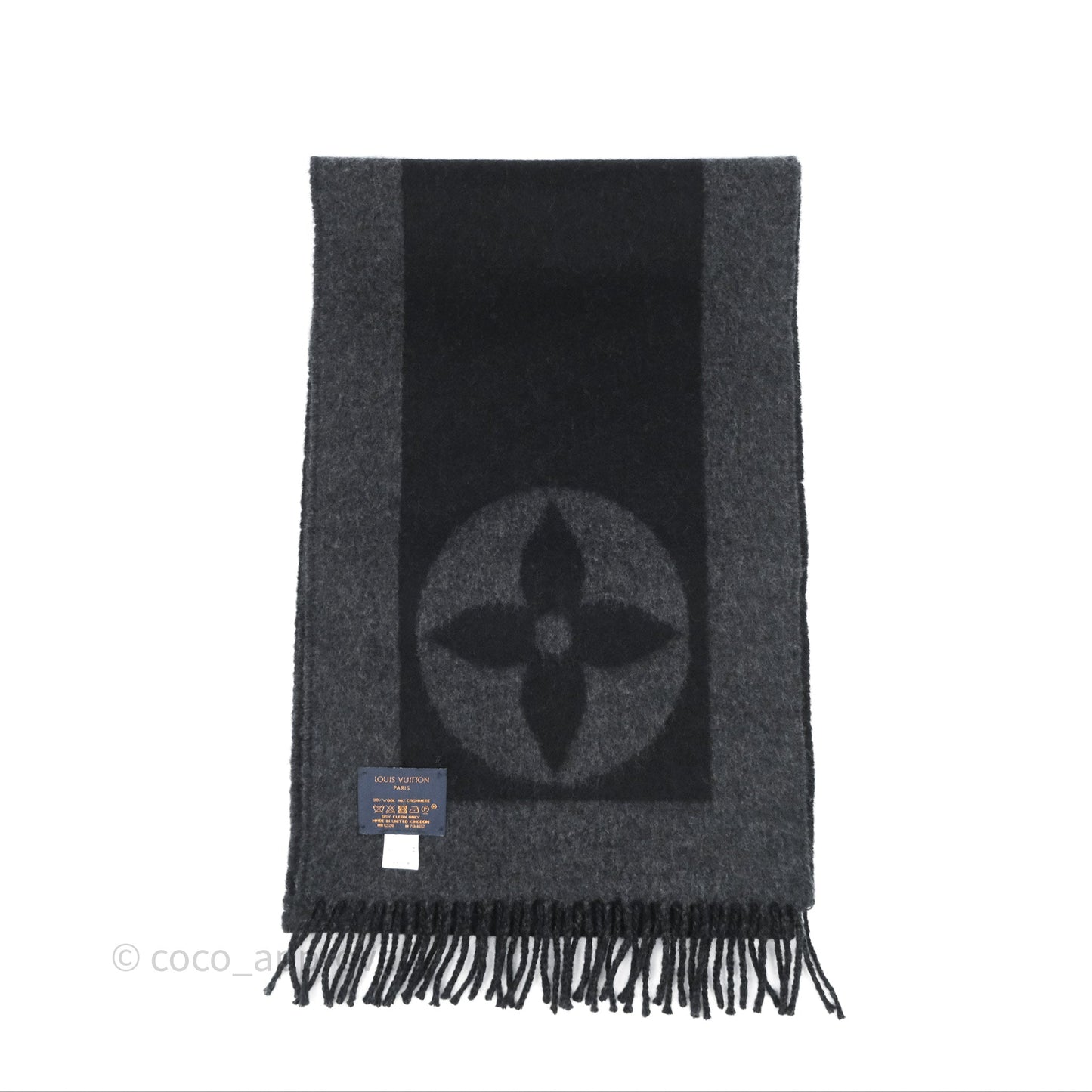 Louis Vuitton Wool Two-Tone Cardiff Scarf Black/Grey