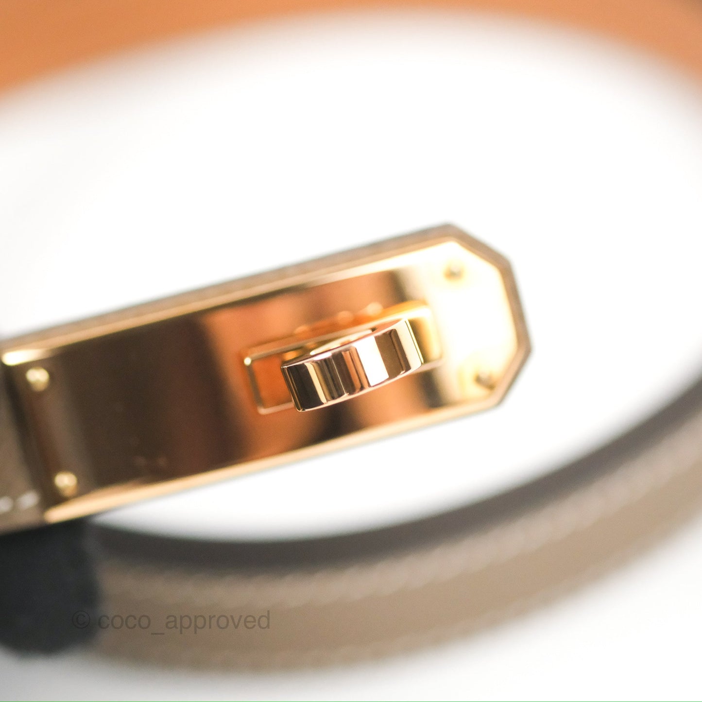 Hermès Kelly Buckle Belt Etoupe Epsom Rose Gold Hardware