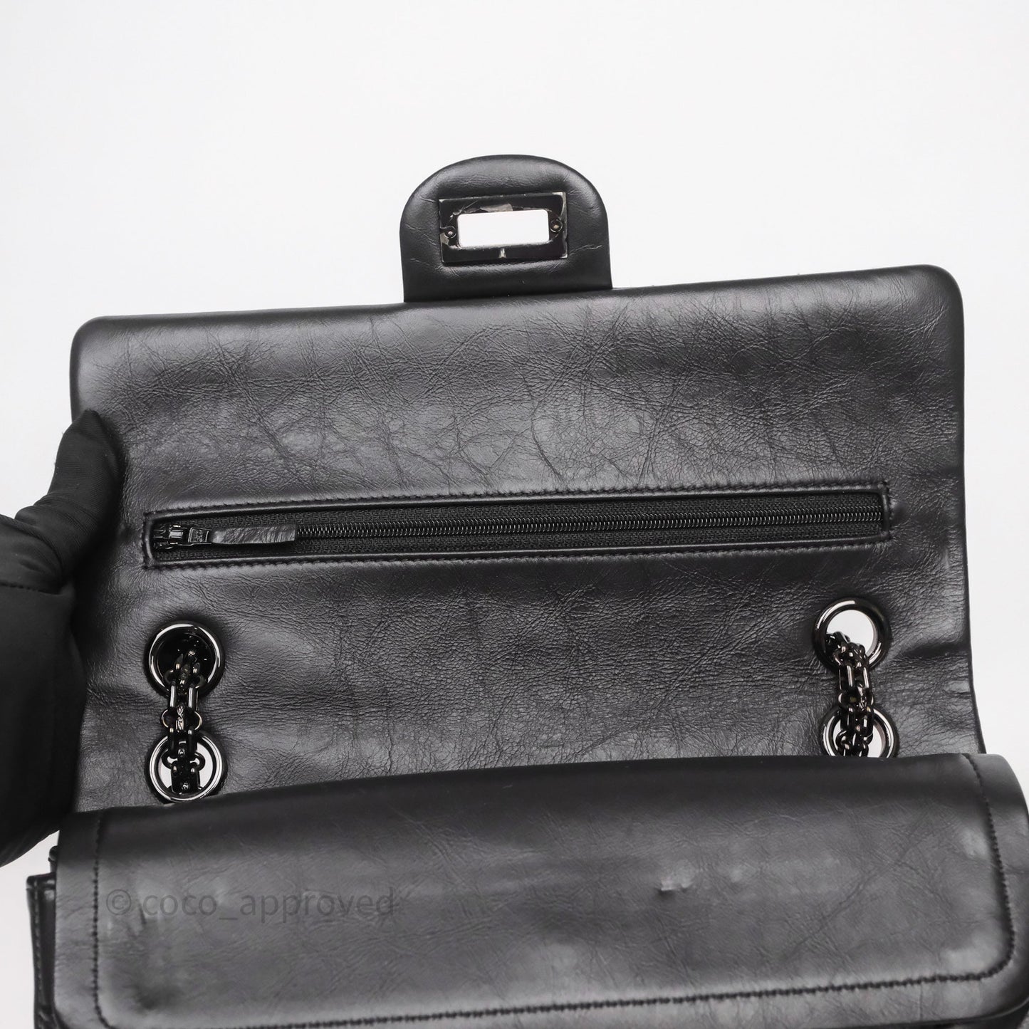 Chanel Reissue 225 Chevron Aged Calfskin So Black