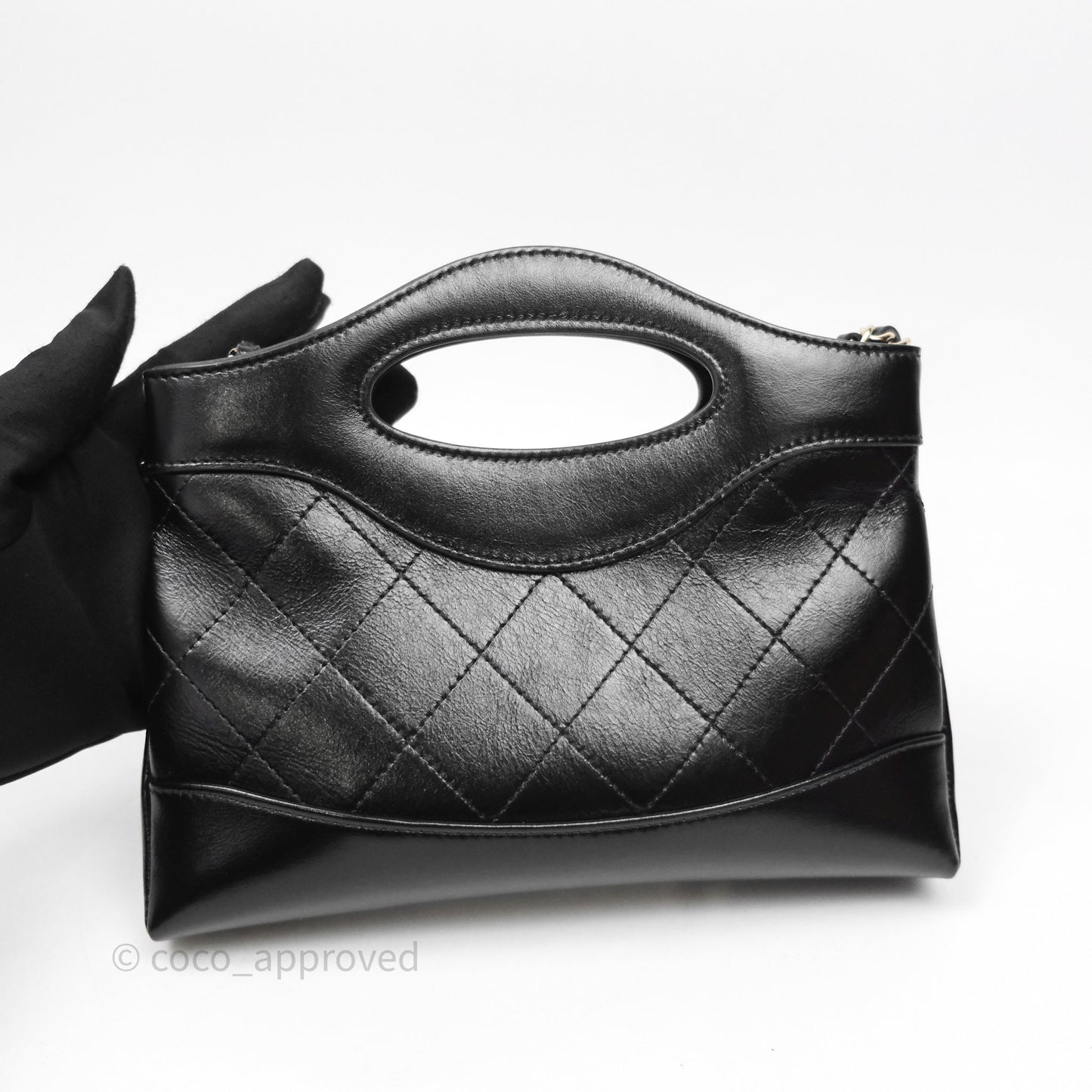 Chanel Nano 31 Black Shiny Calfskin Gold Hardware