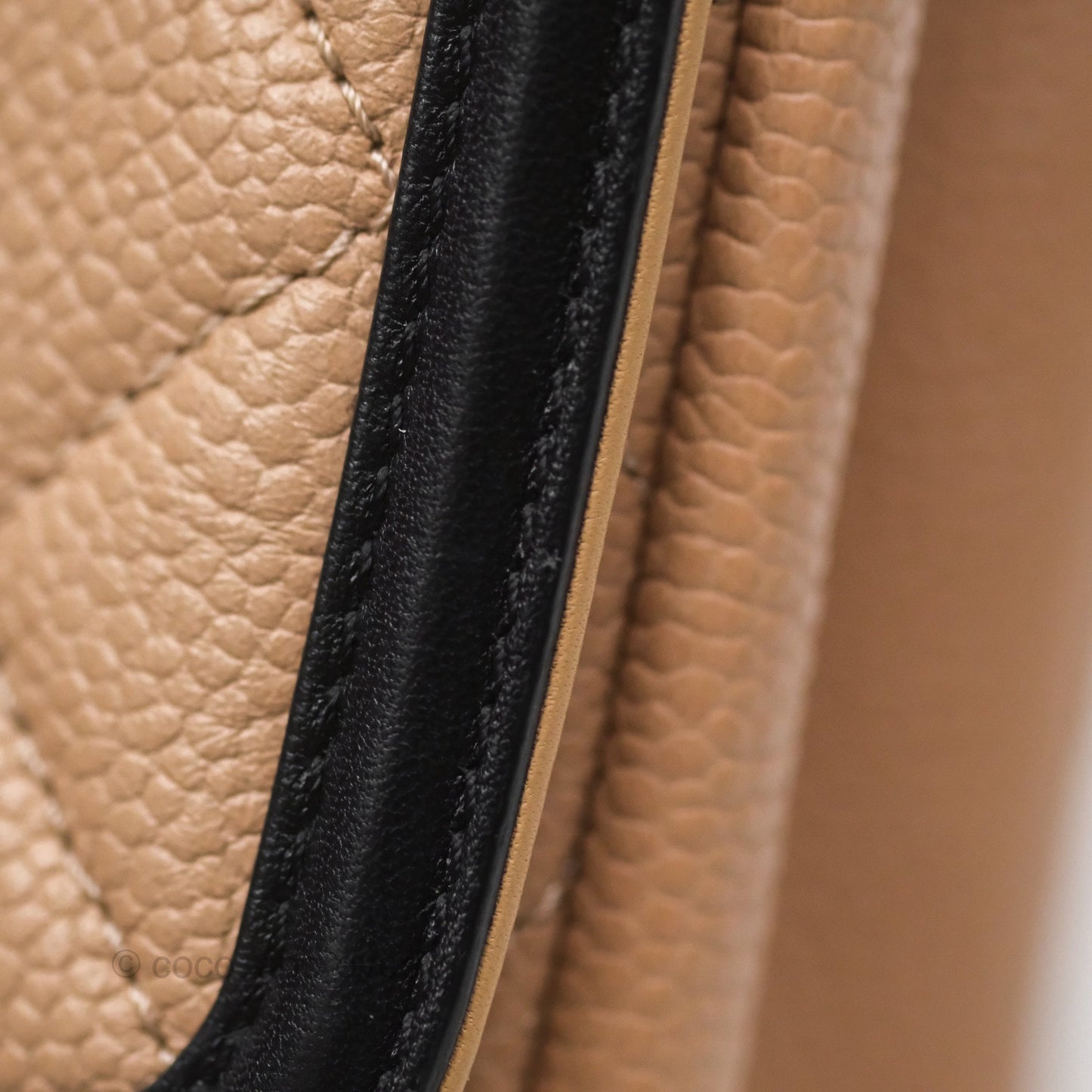 Chanel Small CC Filigree Flap Quilted Beige Black Caviar