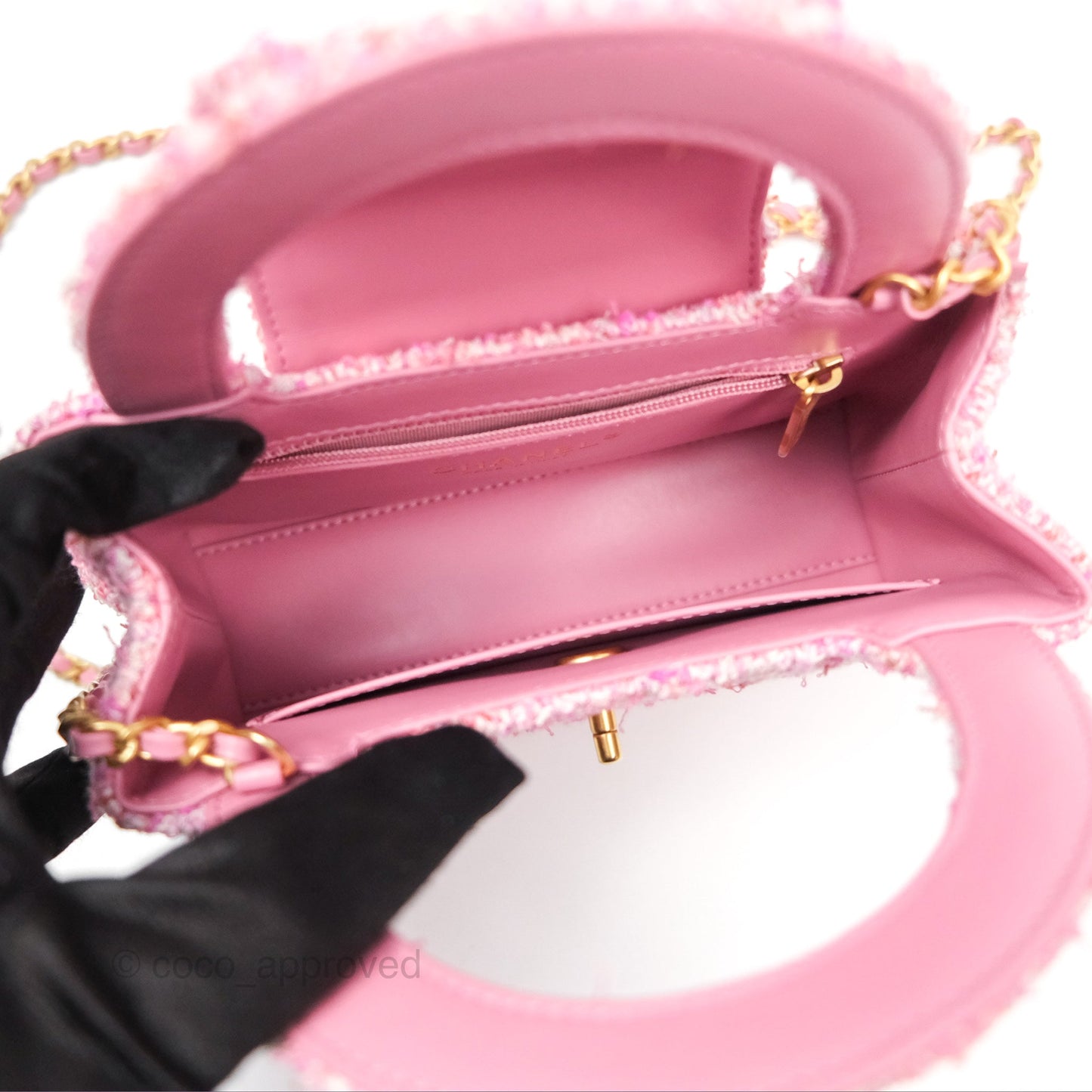 Chanel Kelly Bag Pink Tweed Aged Gold Hardware