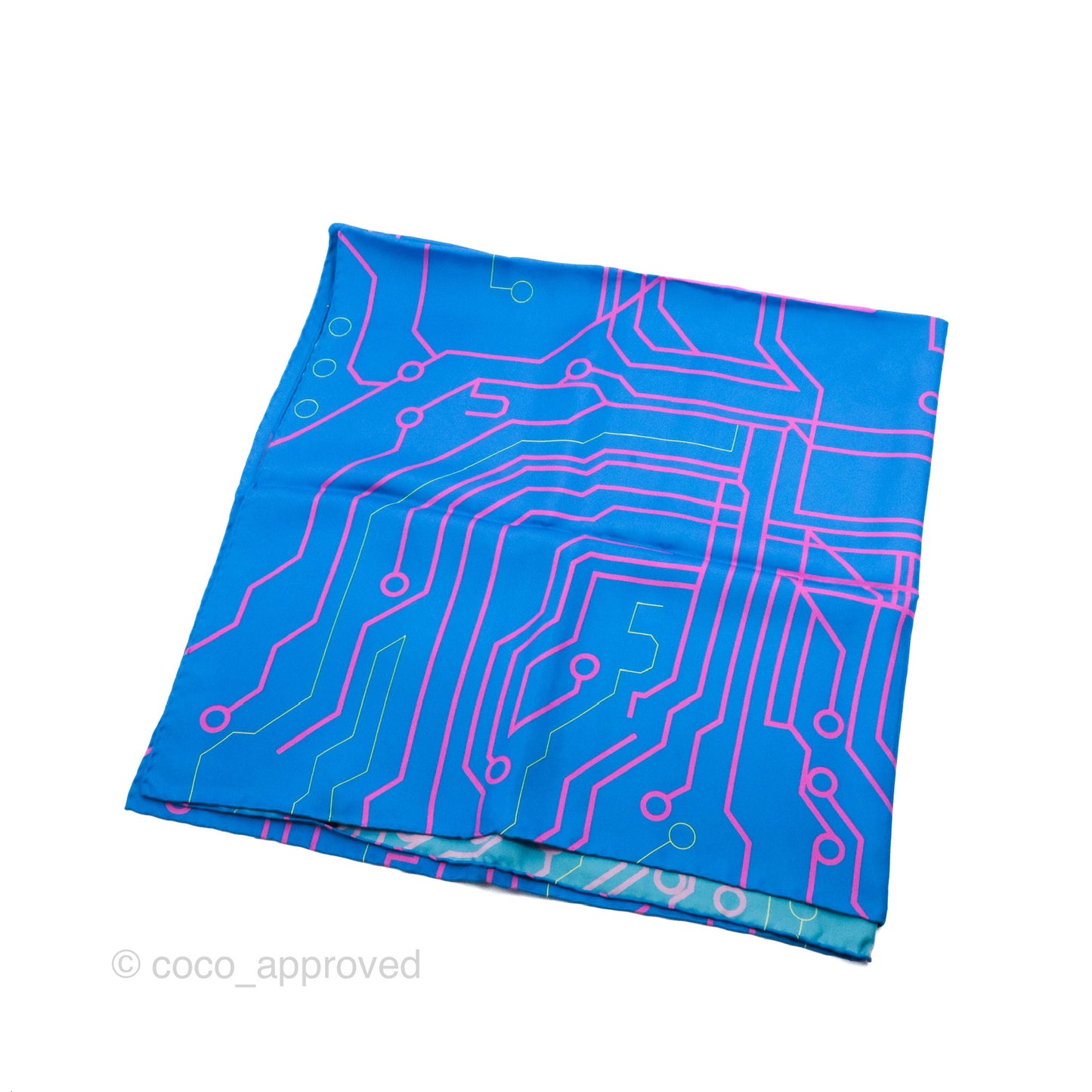 Chanel CC Square Silk Scarf Blue/Pink/Yellow