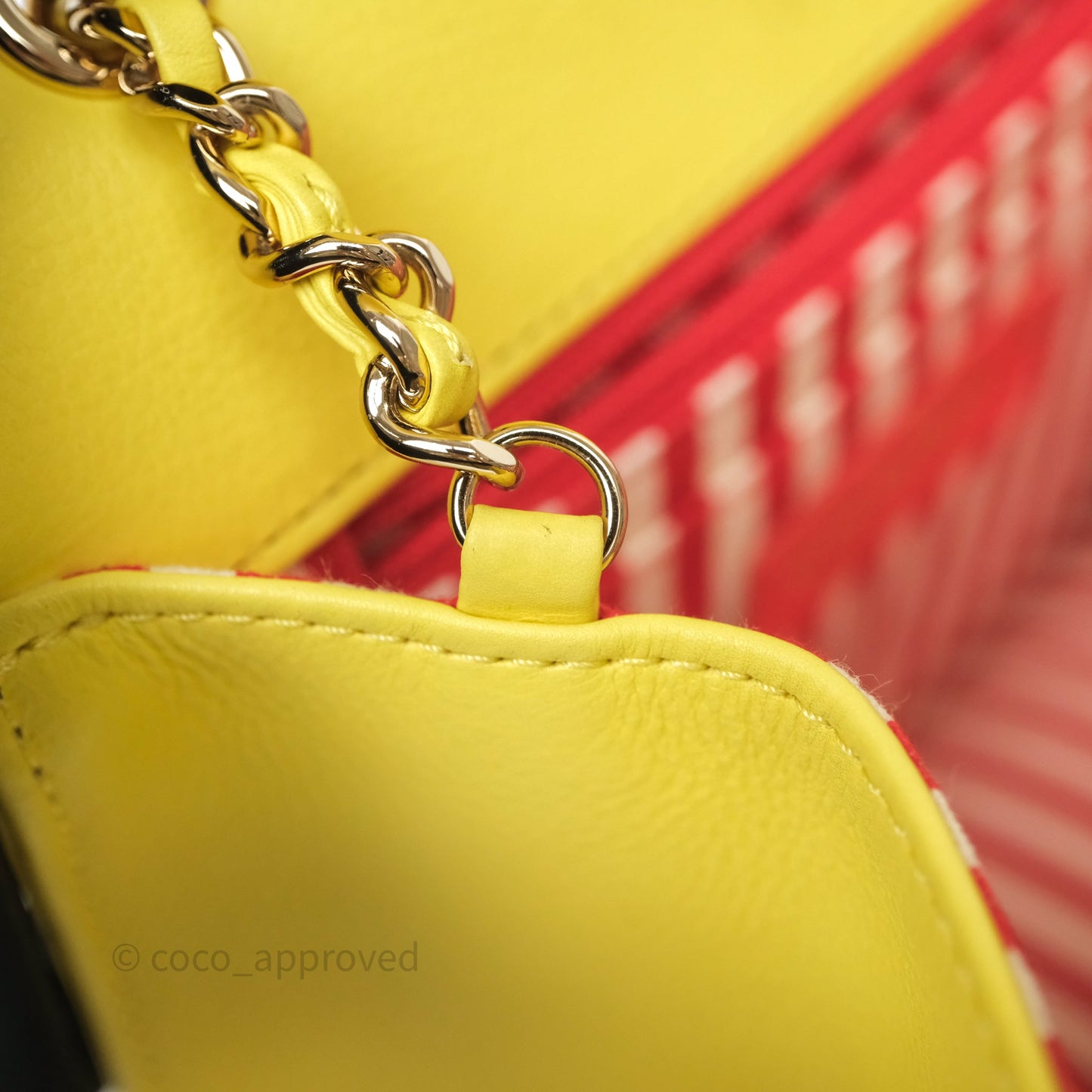 Chanel Chevron Square Envelope Flap Bag Yellow Calfskin Gold Hardware 19C