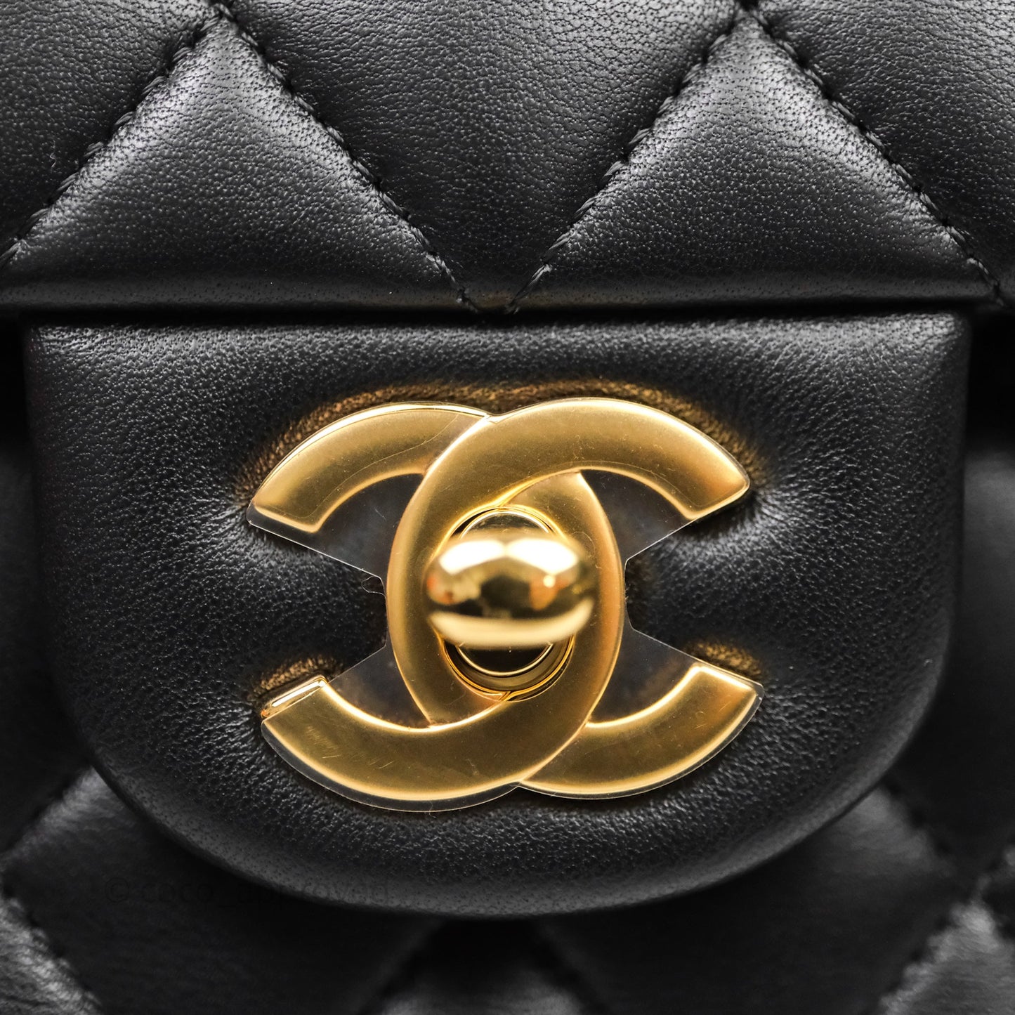 Chanel Small Classic Flap Quilted Black Lambskin Gold Hardware