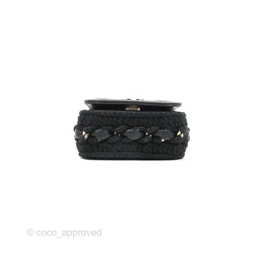 Chanel Mini Bag Black Lambskin Crochet Gold Hardware 22C