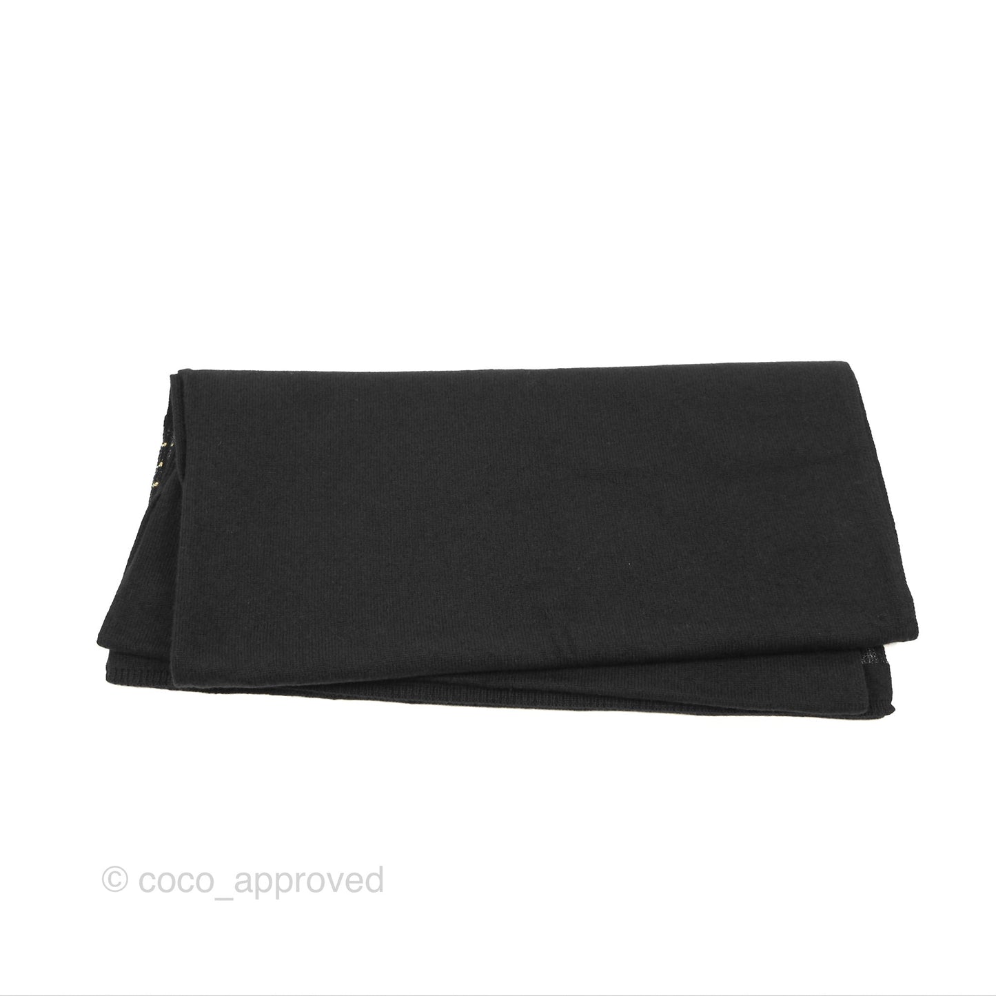 Chanel Black Knit Scarf Cashmere Cotton