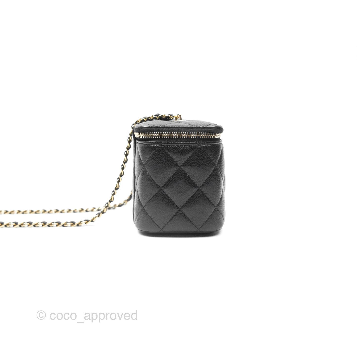 Chanel Vanity Rectangular With Chain Black Caviar Gold Hardware