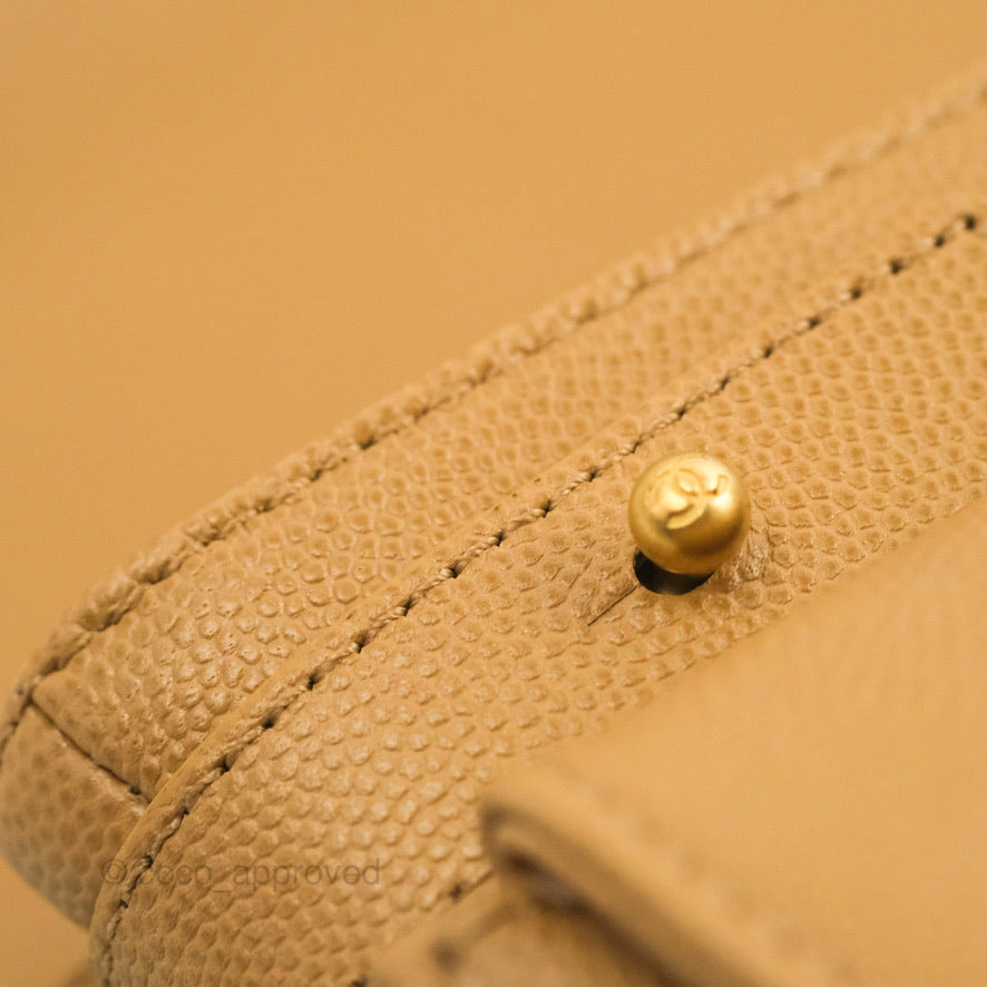 Chanel Mini Messenger Bag Beige Caviar Gold Hardware 21K