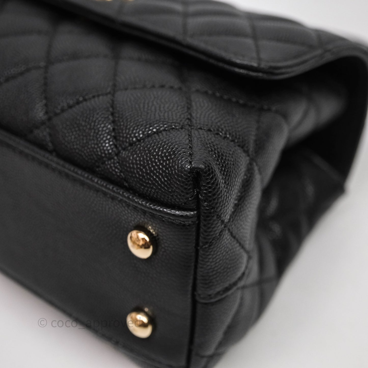 Chanel Small Coco Handle Black Caviar Light Gold Hardware