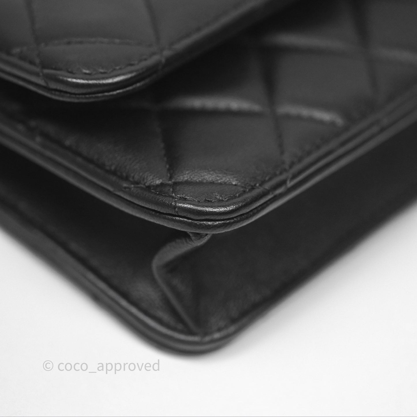 Chanel Camellia Handle Mini WOC Phone Holder with Chain Black Lambskin 23K