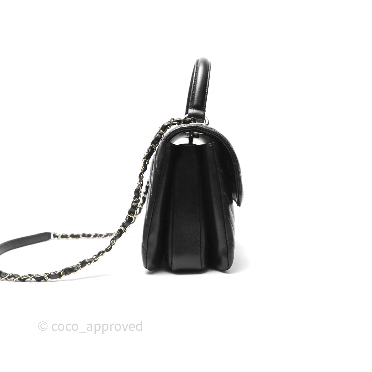 Chanel Small Trendy CC Black Chevron Lambskin Gold Hardware