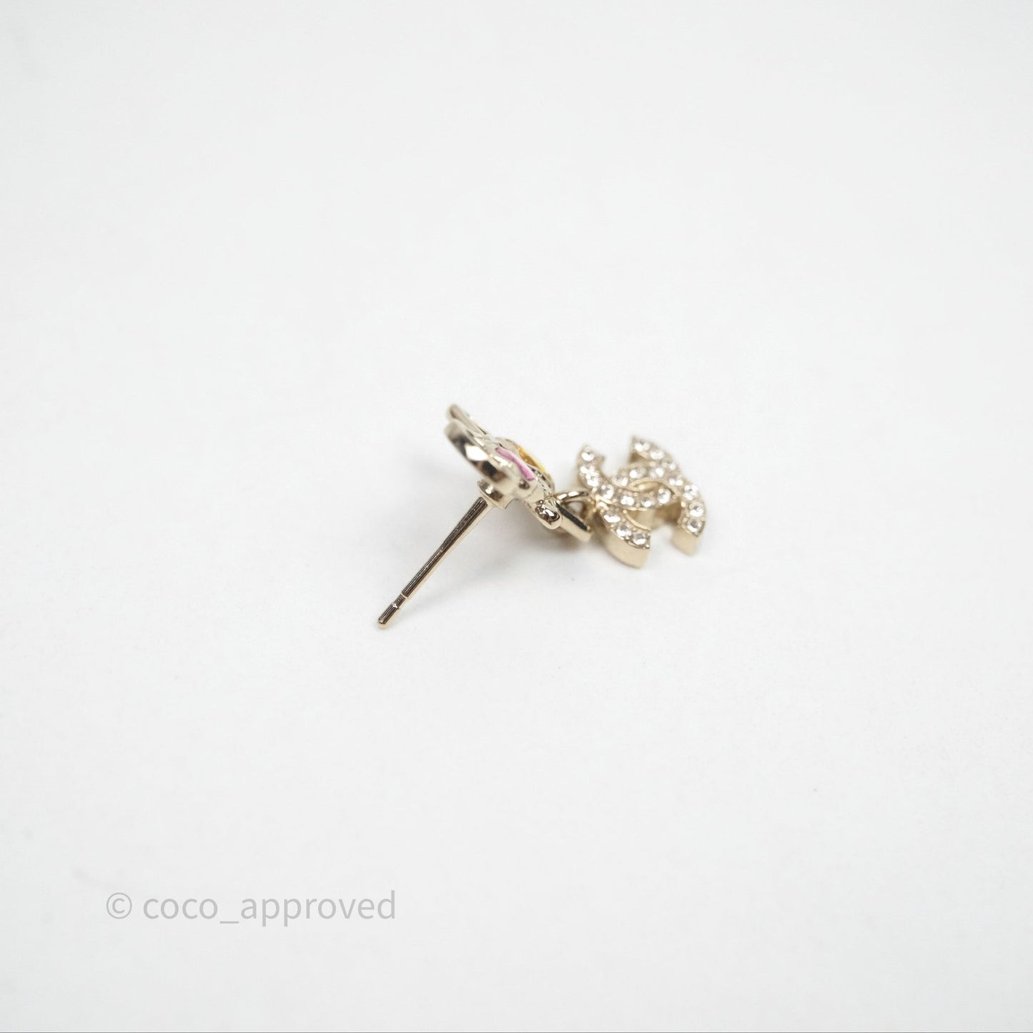 Chanel Crystal Drop CC Star Earrings Gold Tone 25P