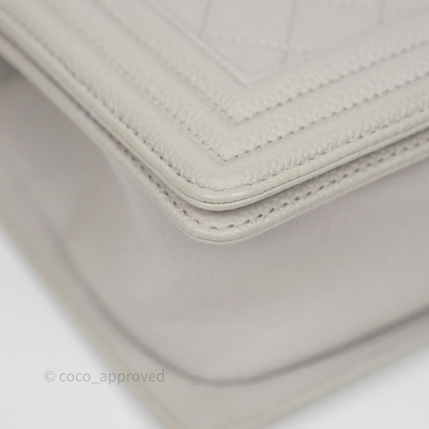 Chanel Medium Boy Quilted Grey Caviar Gold Hardware
