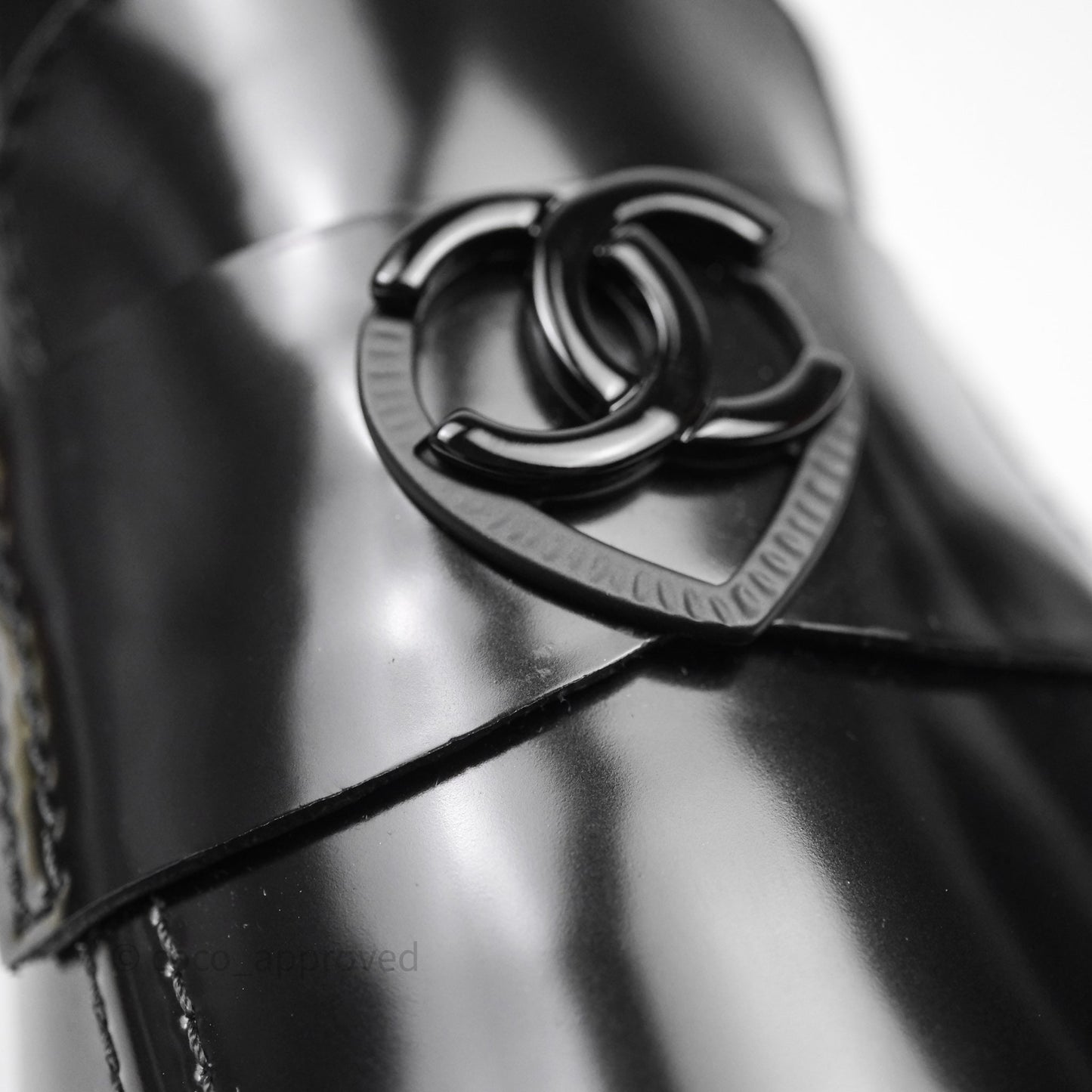 Chanel Shiny Calfskin So Black CC Mocassin Loafers Size 38.5