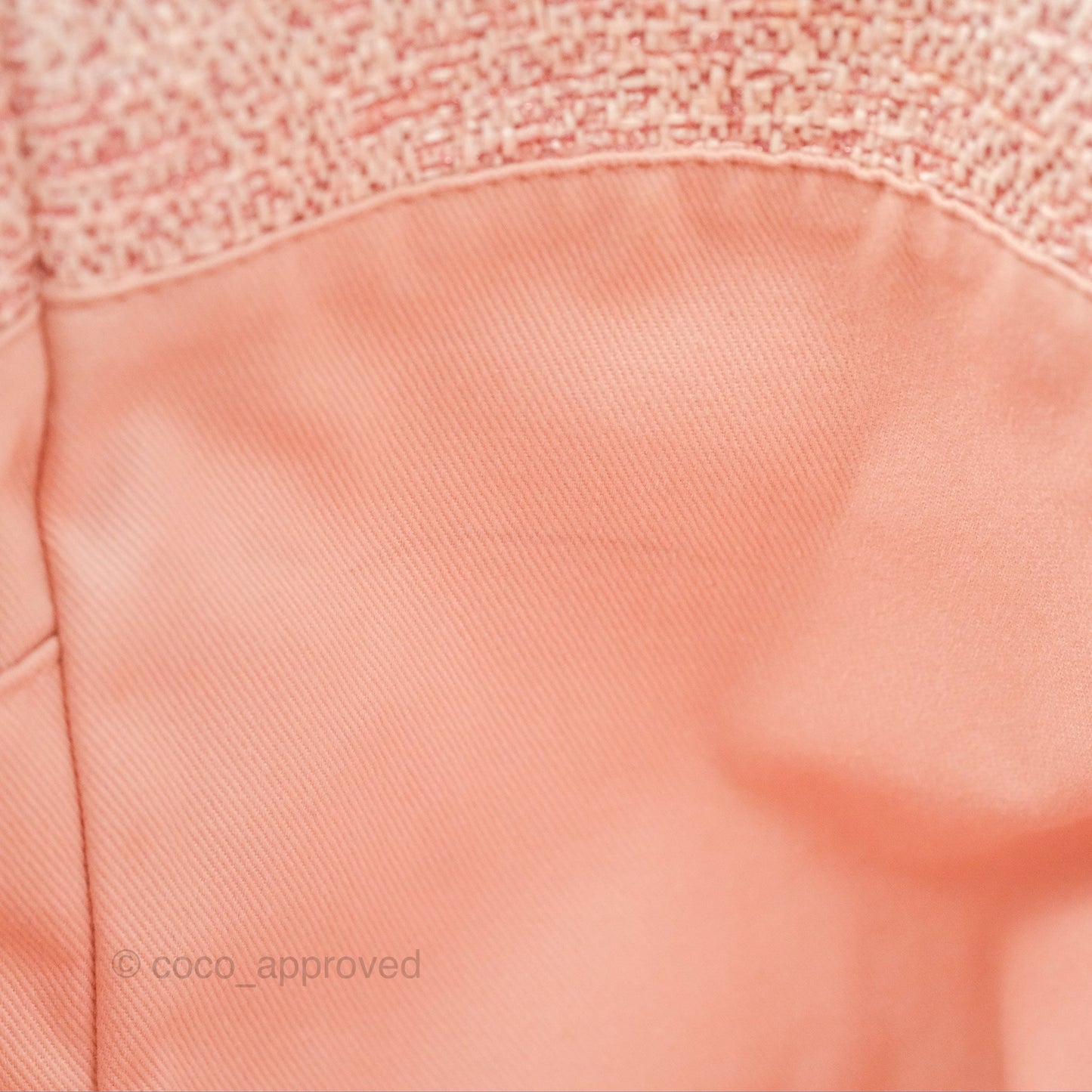 Chanel Large Deauville Tote Pink Woven Tweed Gold Hardware